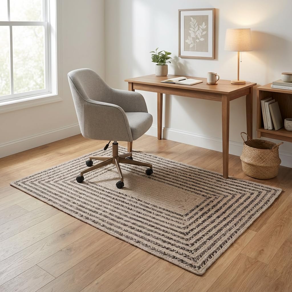 Raleigh Brown Cotton Braided Rug 4' x 6' #shape_Rectangle