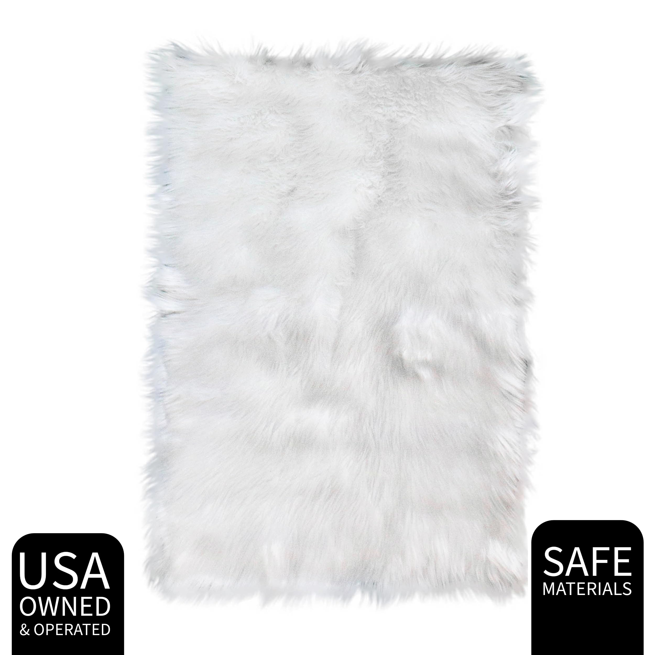Ivory Serene Faux Fur Solid Fake Sheepskin Rug