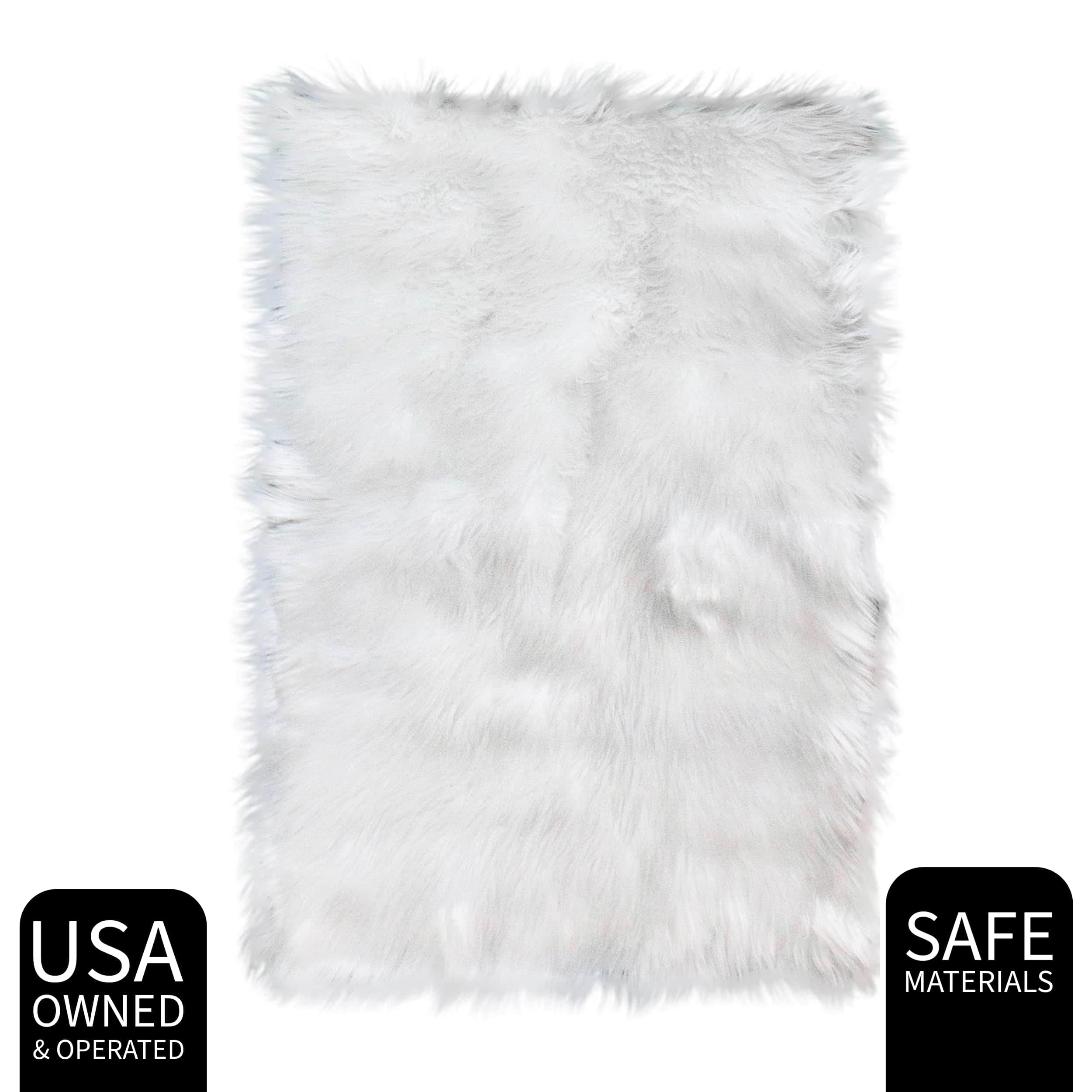 Ivory Serene Faux Fur Solid Fake Sheepskin Rug