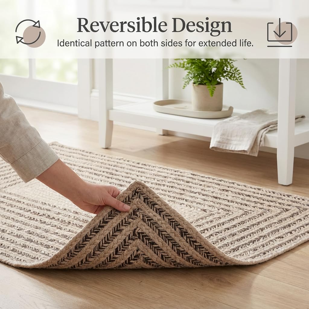 Raleigh Brown Cotton Braided Rug 20" X 30" #shape_Rectangle