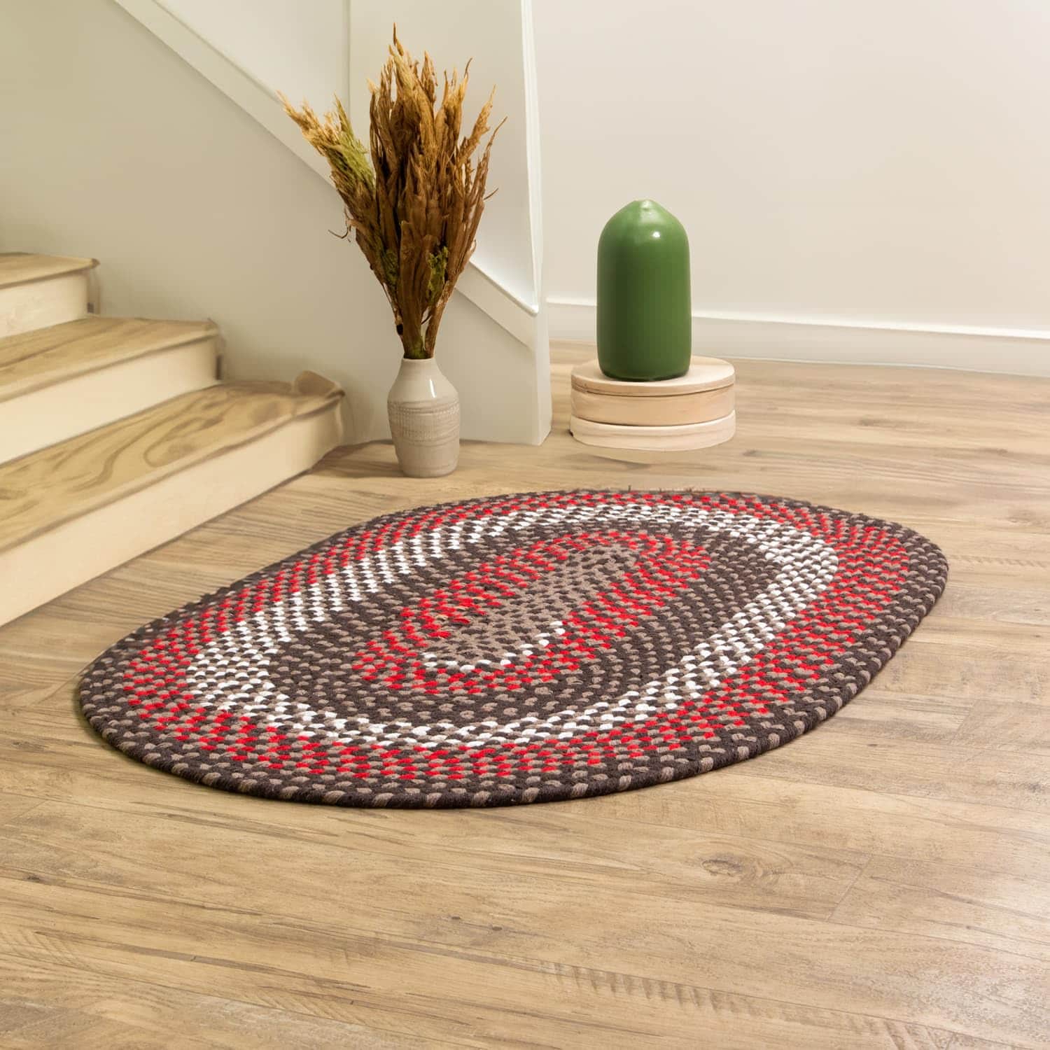 Brown Charming Braided Rug for Farmhouse Living Rooms and Bedroom
