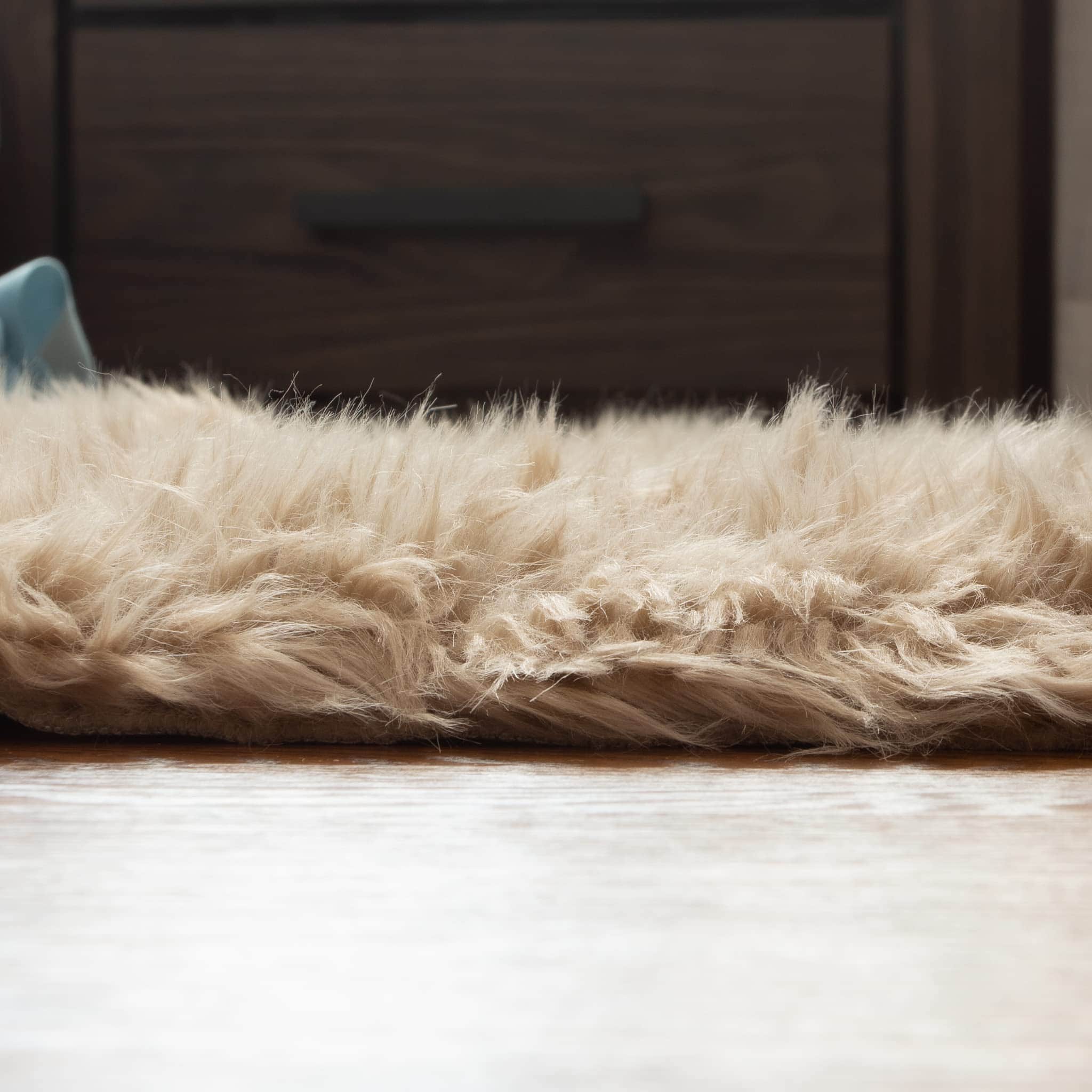 Light Brown Serene Faux Fur Solid Fake Sheepskin Rug