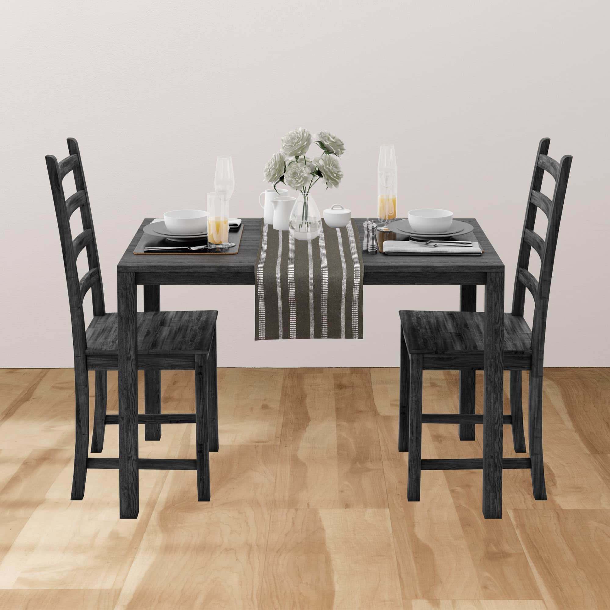 Ivory, Green Table Runner Cotton Farmhouse Inspired