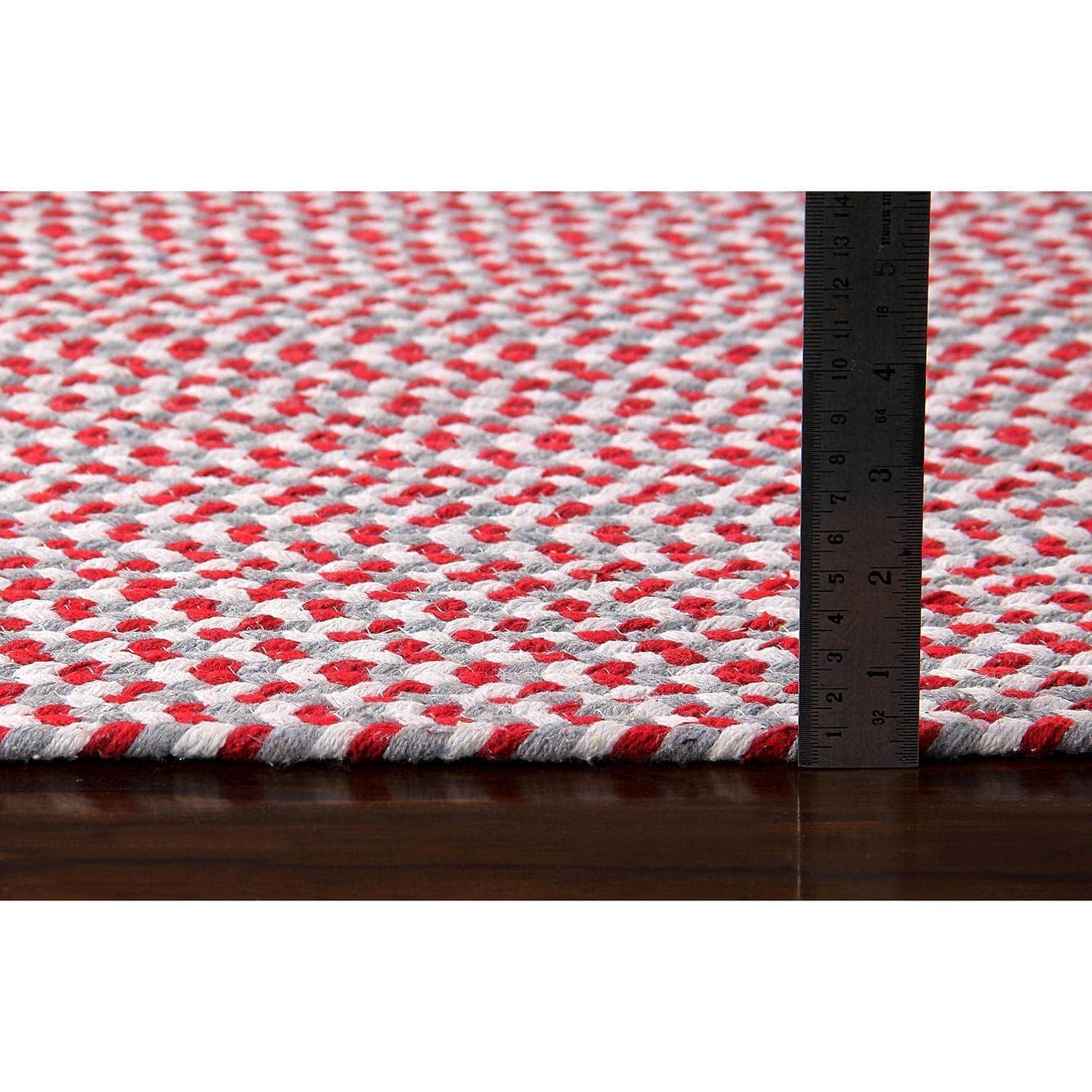 Red, White, Gray Tri-Color Soft Cotton Braided Rug
