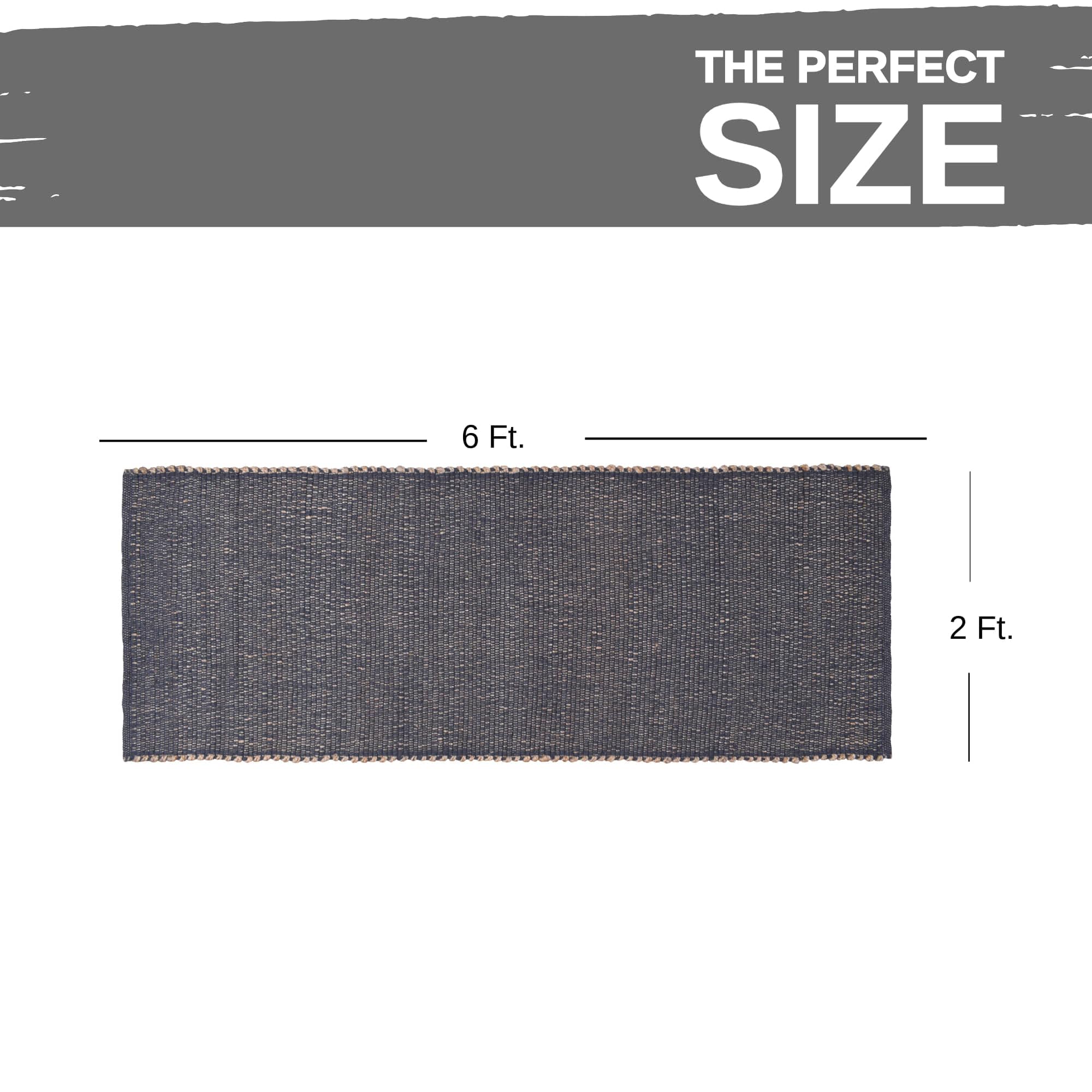 Charcoal Gray Jute & Cotton Woven Rug - Simple Farmhouse Reversible Rug