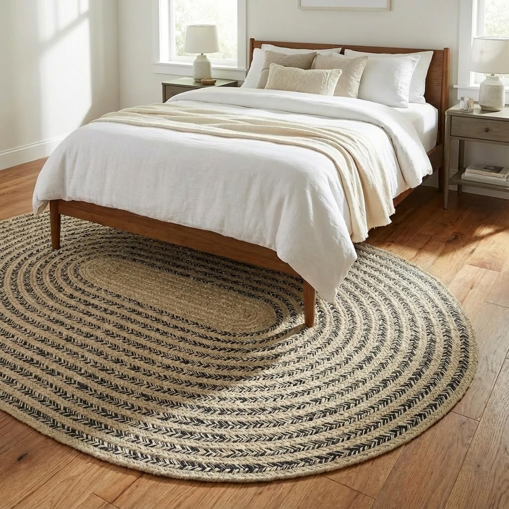 Raleigh Navy Cotton Braided Rug 6' x 9' #shape_Oval