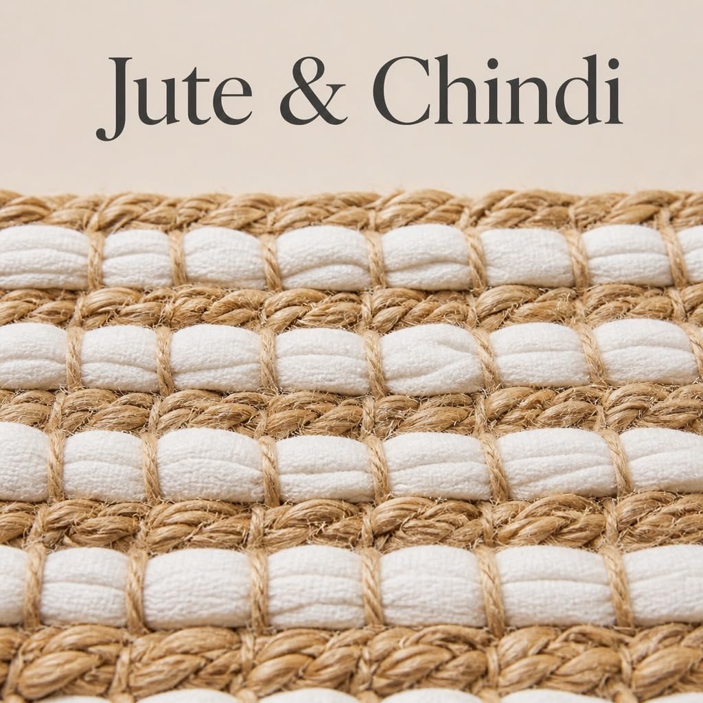Natural Jute & Chindi Woven Rug - Terra JC02