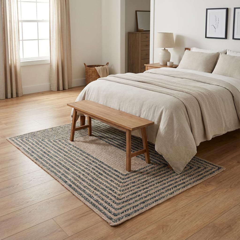 Raleigh Green Cotton Braided Rug 3' X 5' #shape_Rectangle