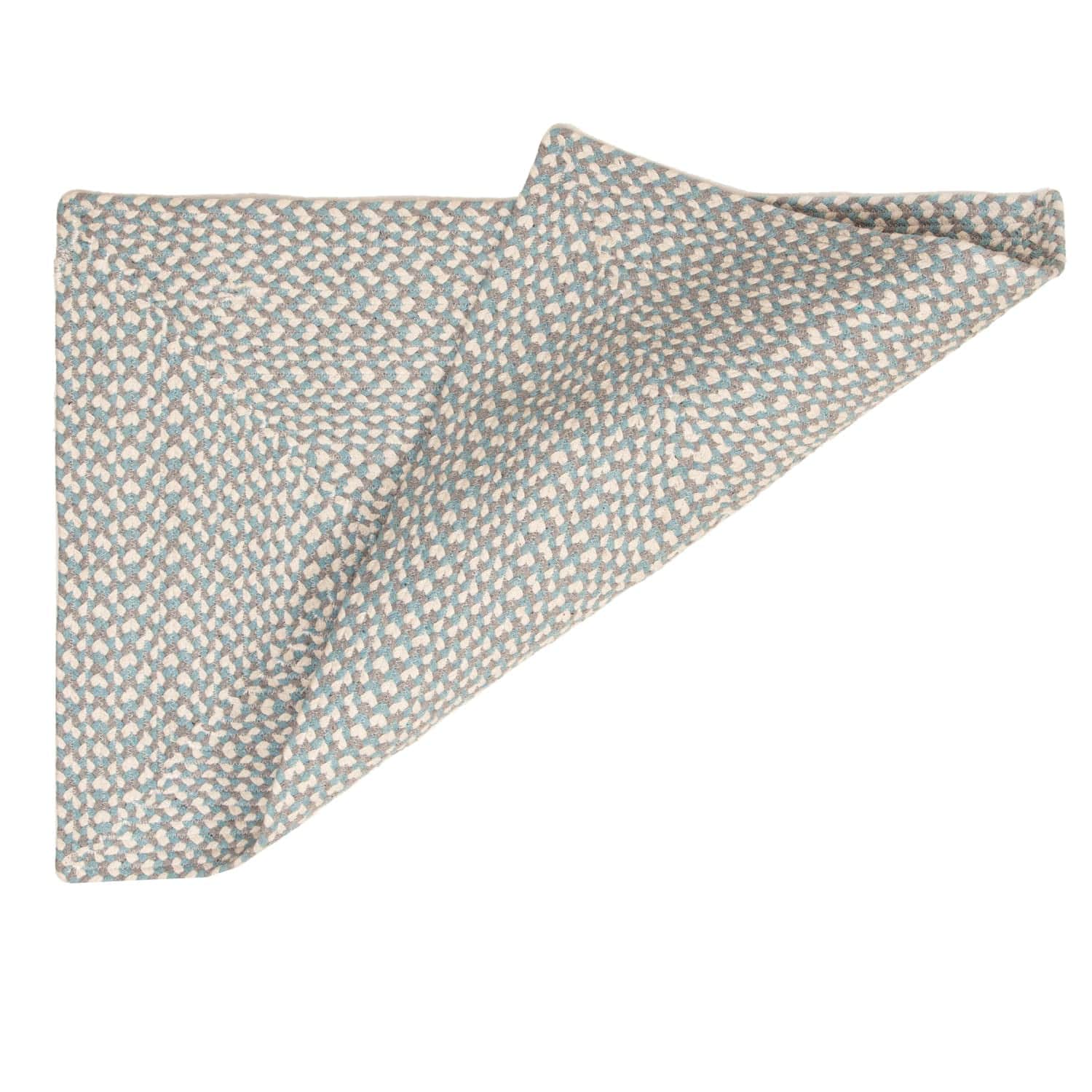 Teal, White, Gray Tri-Color Soft Cotton Braided Rug