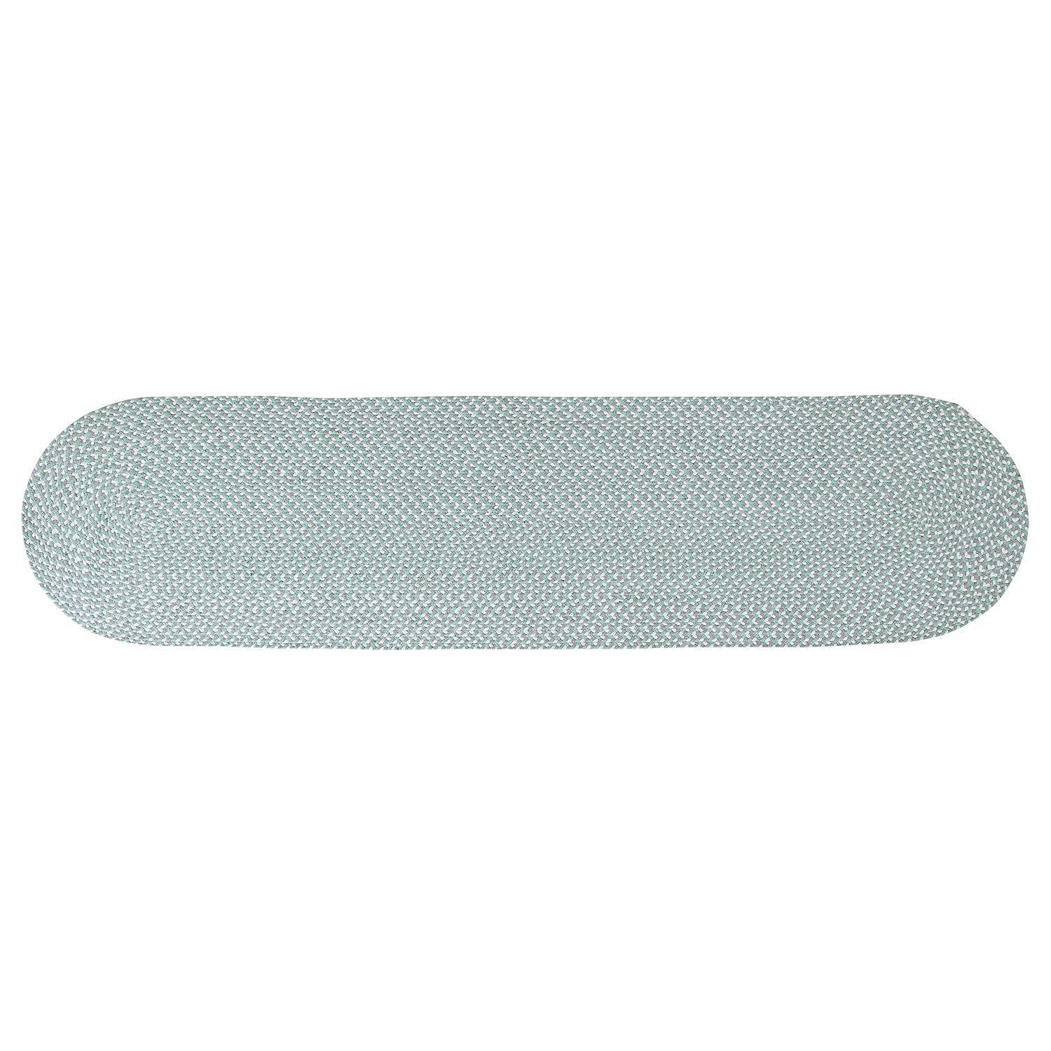 Teal, White, Gray Tri-Color Soft Cotton Braided Rug