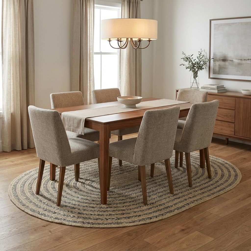 Raleigh Charcoal Cotton Braided Rug 6' x 9' #shape_Oval