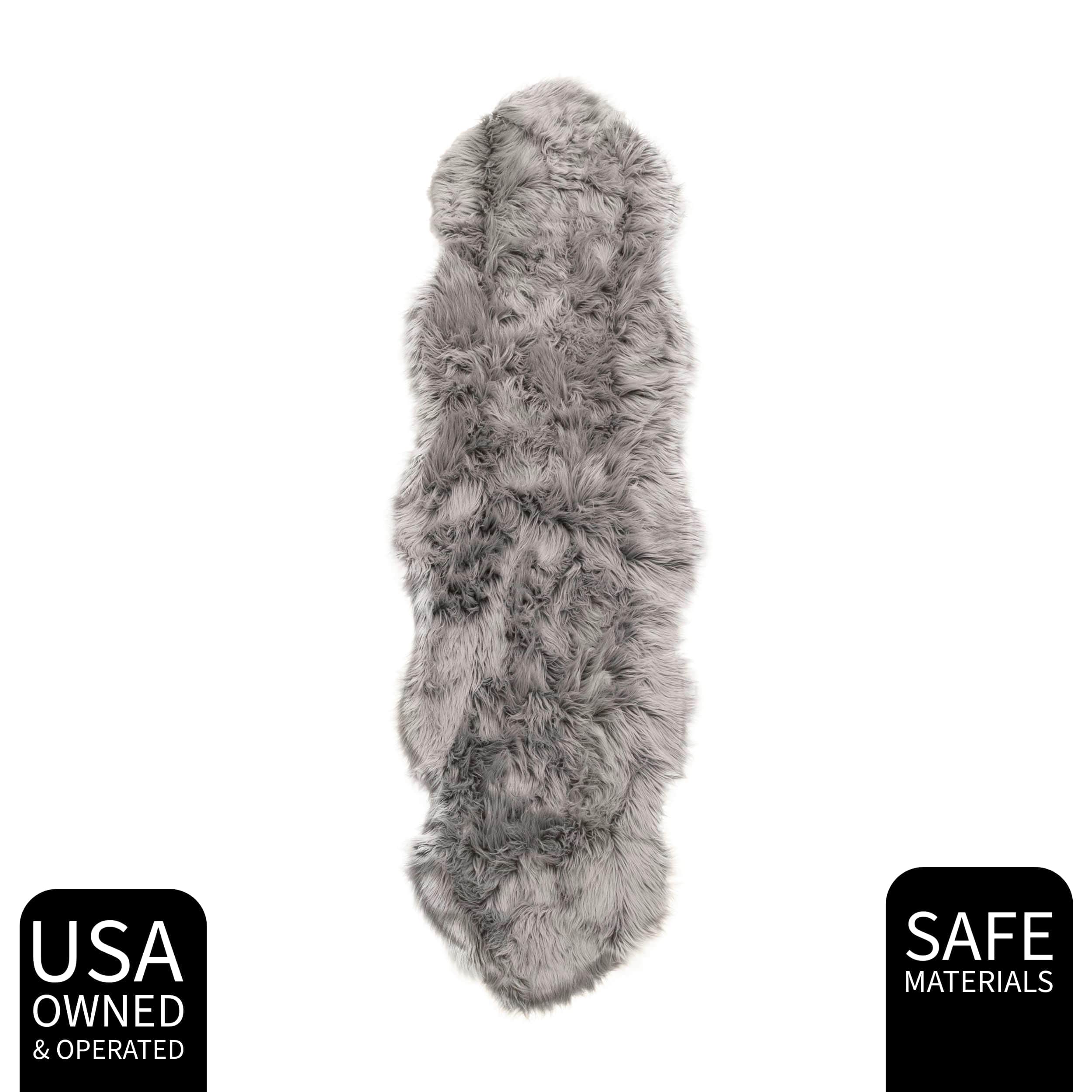 Gray Serene Faux Fur Solid Fake Sheepskin Rug