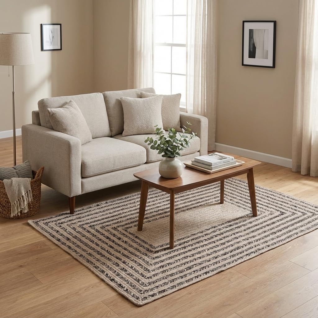 Raleigh Brown Cotton Braided Rug 4' x 6' #shape_Rectangle