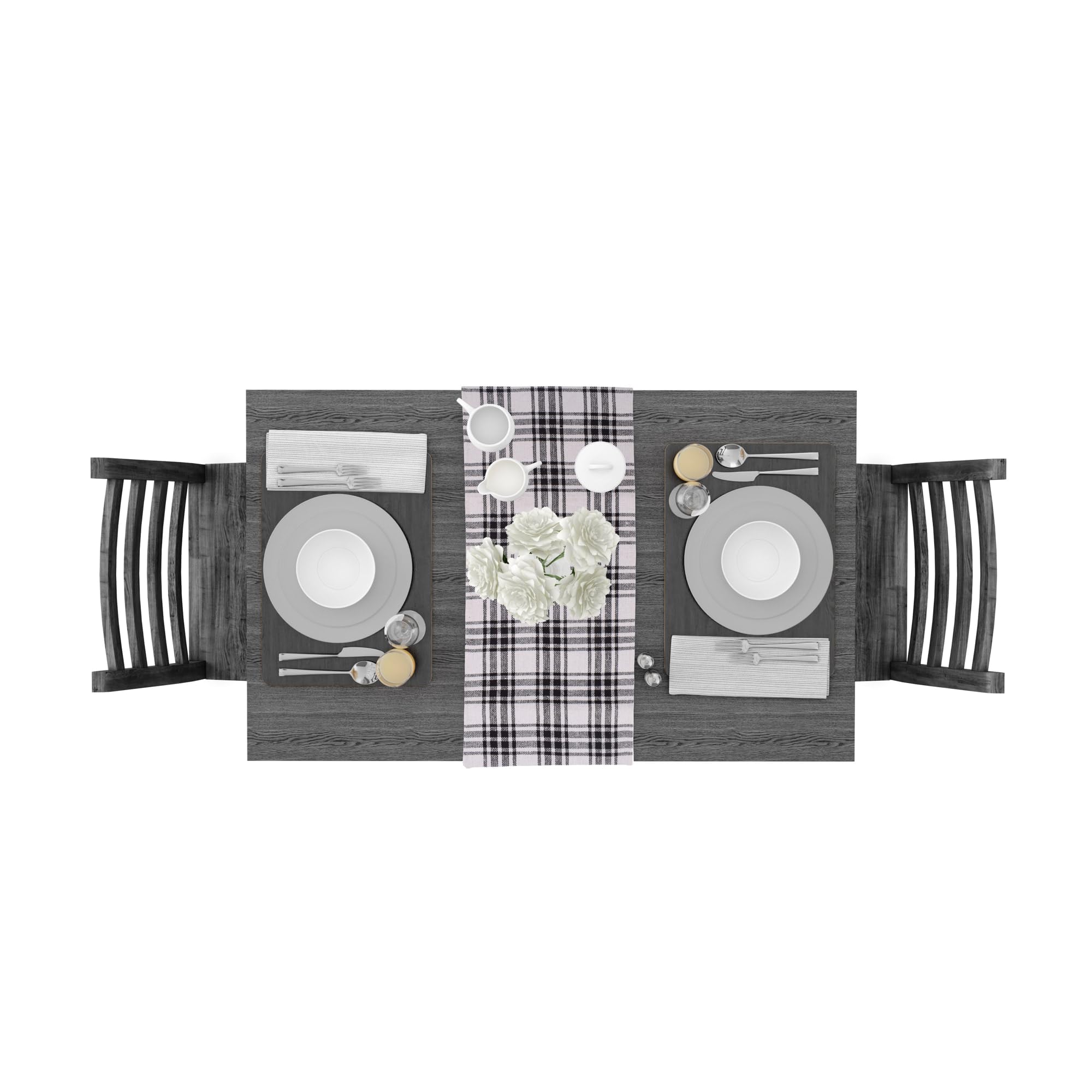 Ivory, Green Table Runner Cotton Farmhouse Inspired