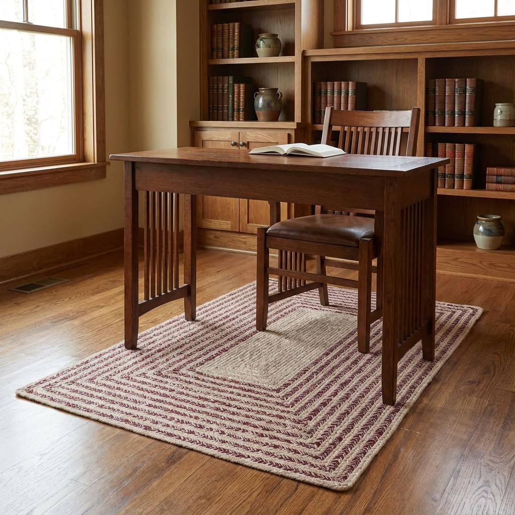 Raleigh Burgundy Cotton Braided Rug 3' X 5' #shape_Rectangle