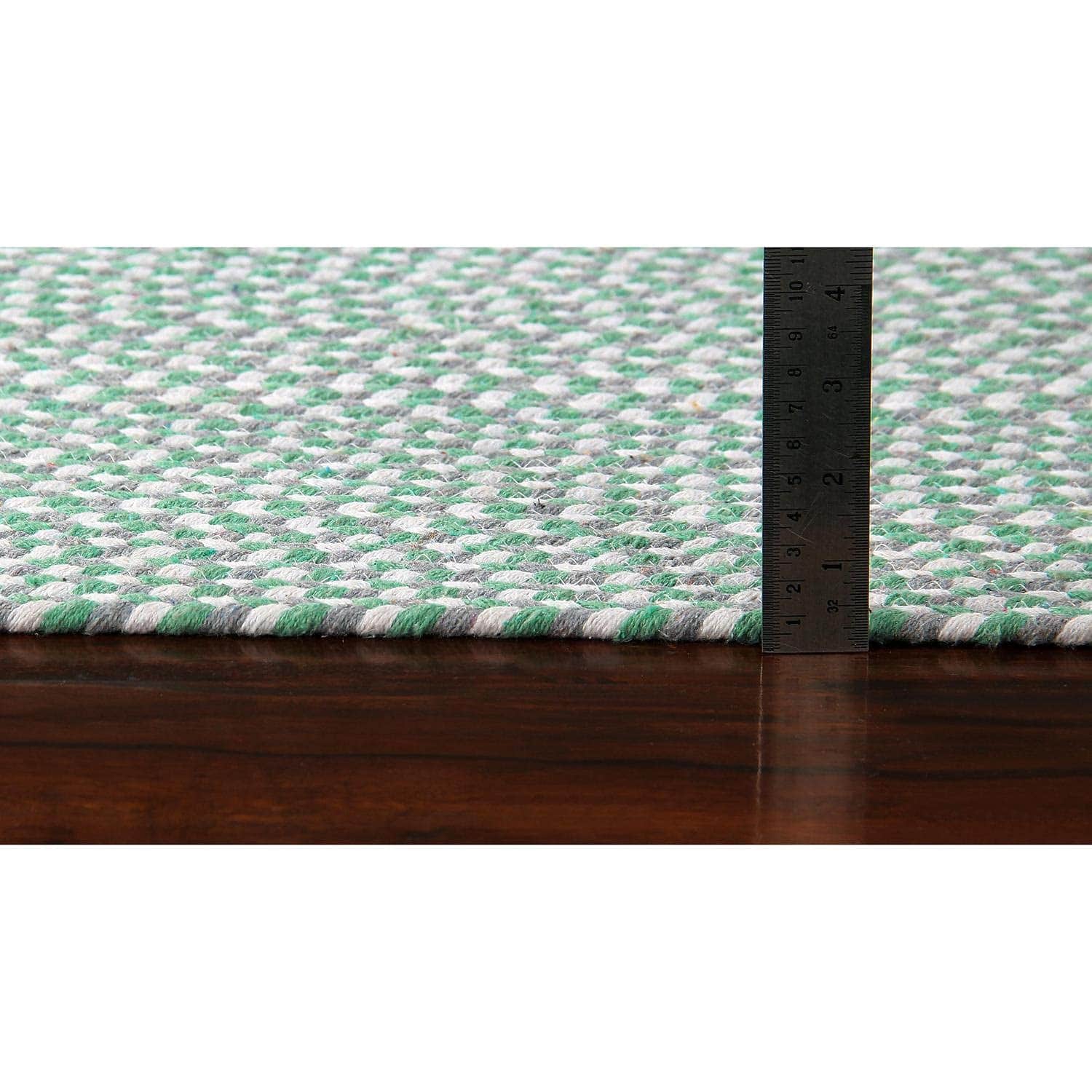 Green, White, Gray Tri-Color Soft Cotton Braided Rug