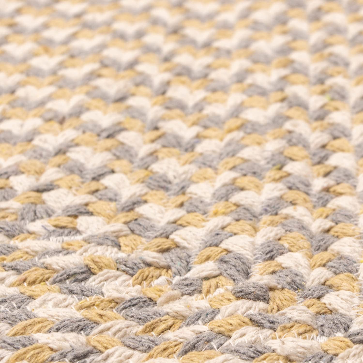 Yellow, White, Gray Tri-Color Soft Cotton Braided Rug