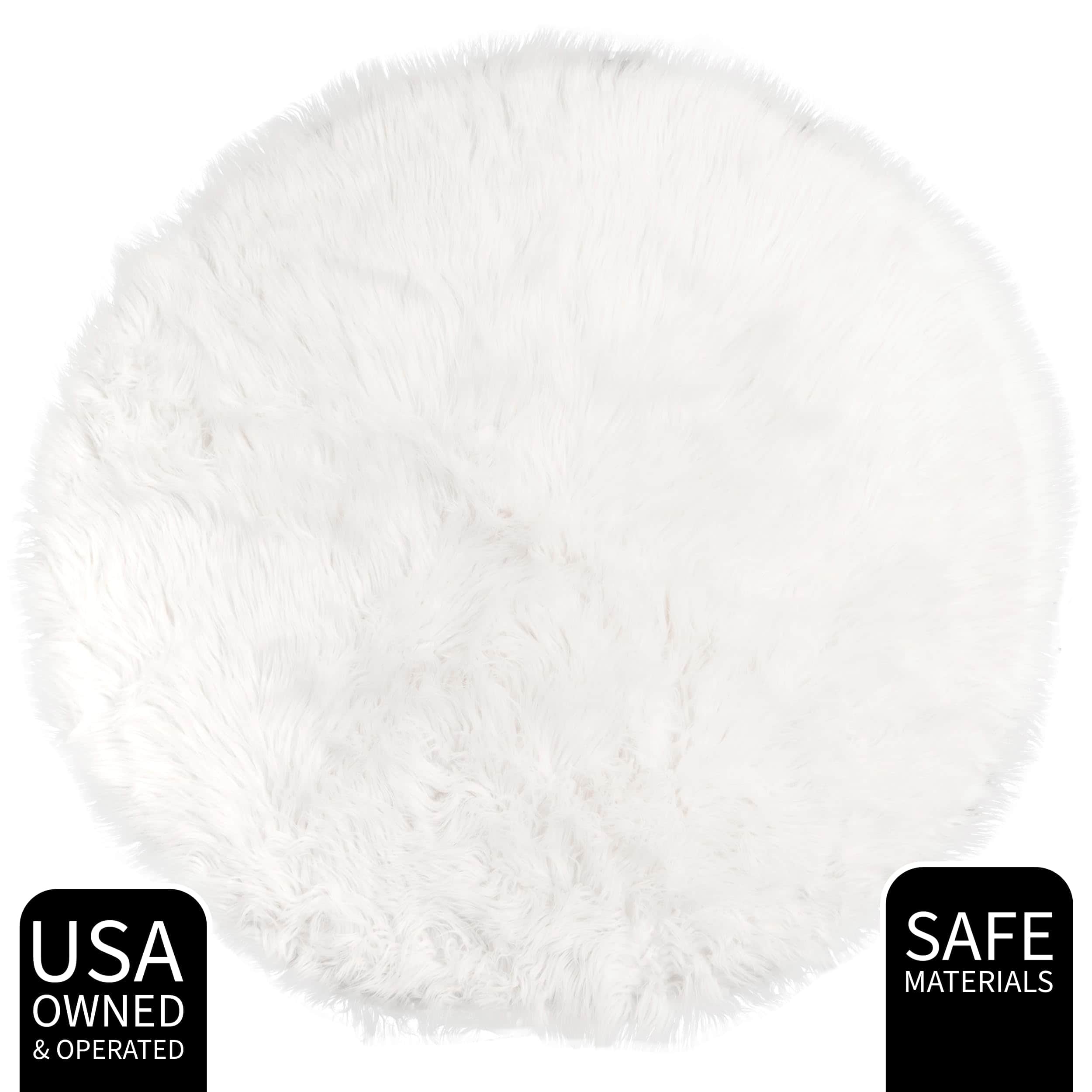 Ivory Serene Faux Fur Solid Fake Sheepskin Rug