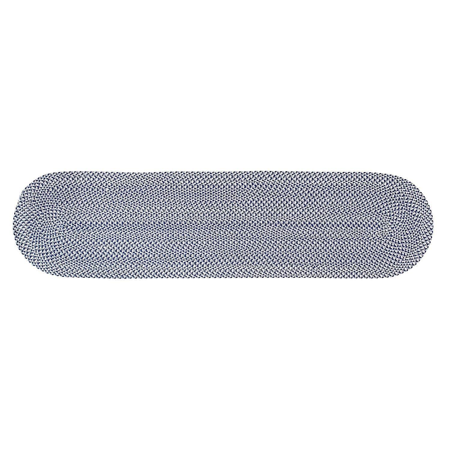 Blue, White, Gray Tri-Color Soft Cotton Braided Rug