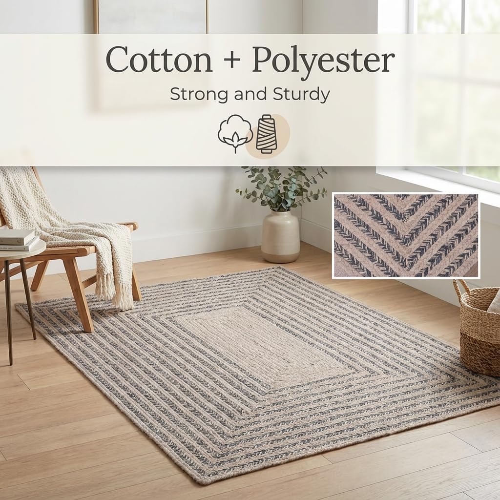 Raleigh Charcoal Cotton Braided Rug 20" X 30" #shape_Rectangle