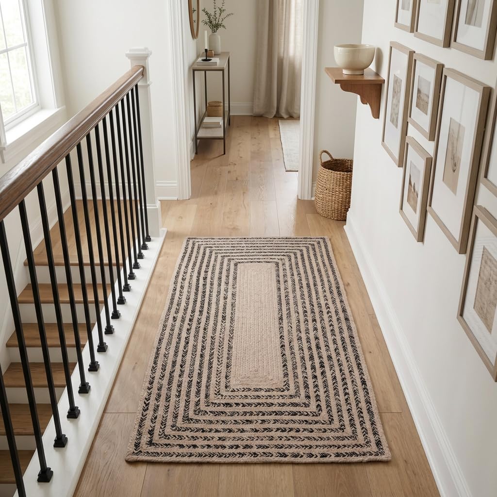 Raleigh Black Cotton Braided Rug 2' X 4' #shape_Rectangle