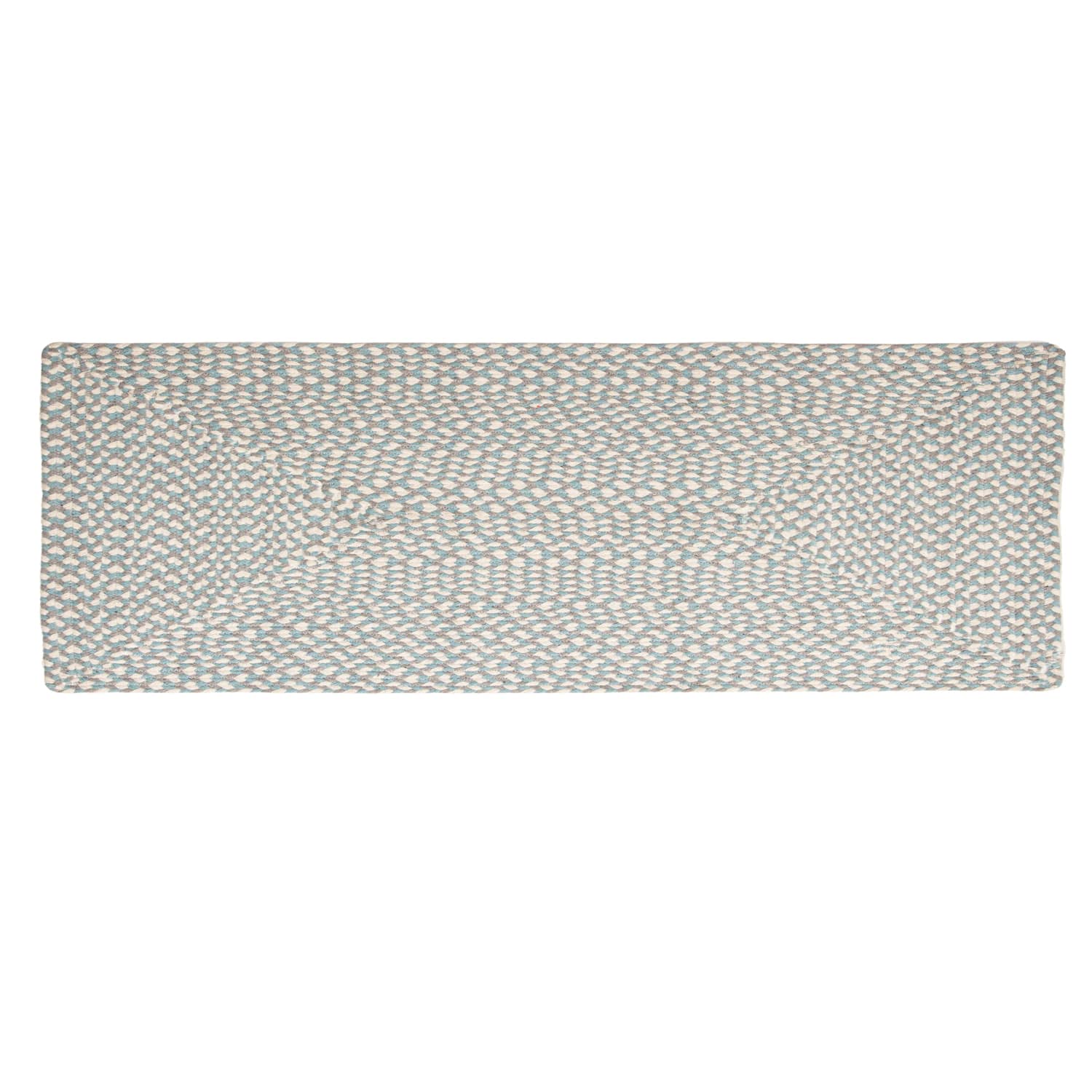 Teal, White, Gray Tri-Color Soft Cotton Braided Rug
