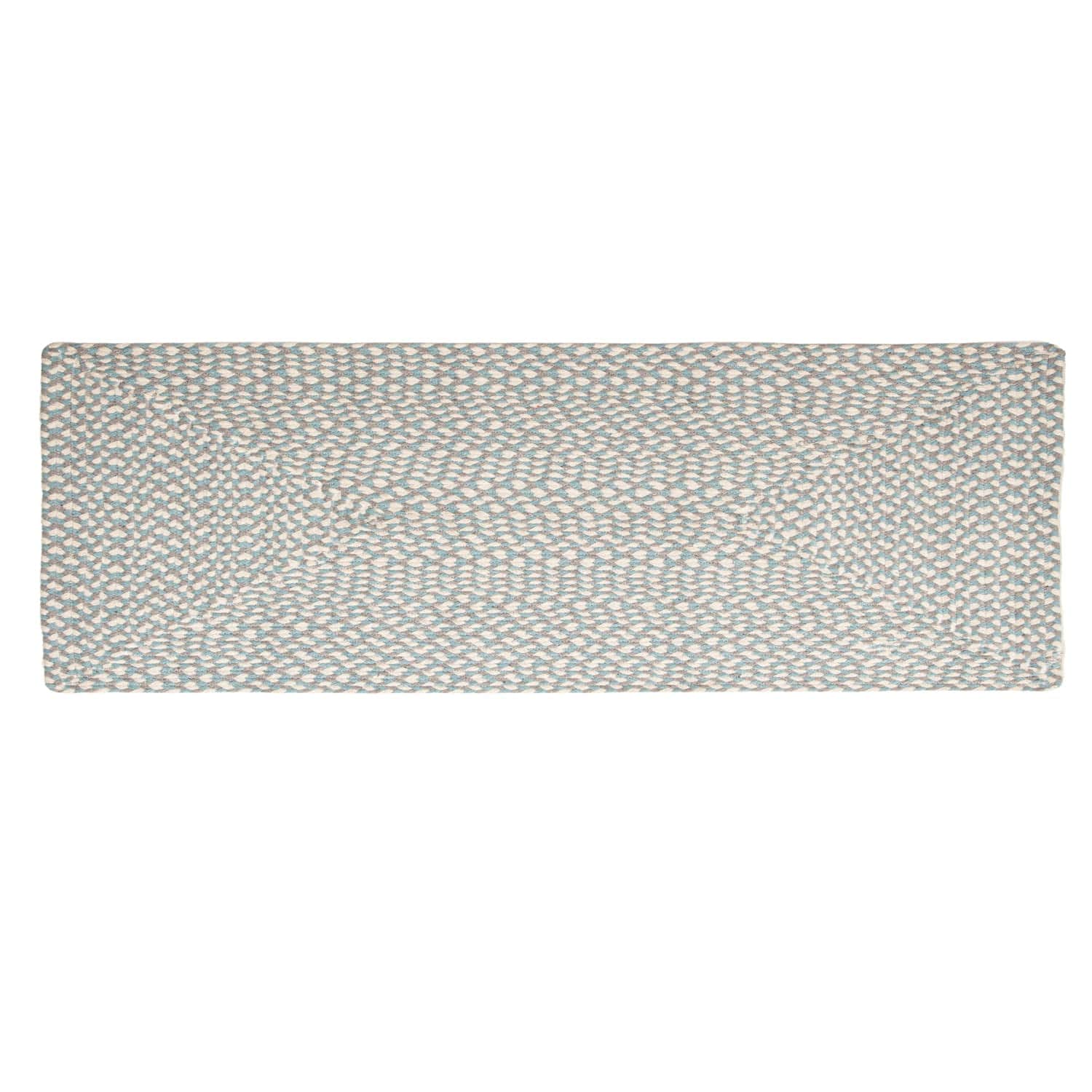 Teal, White, Gray Tri-Color Soft Cotton Braided Rug