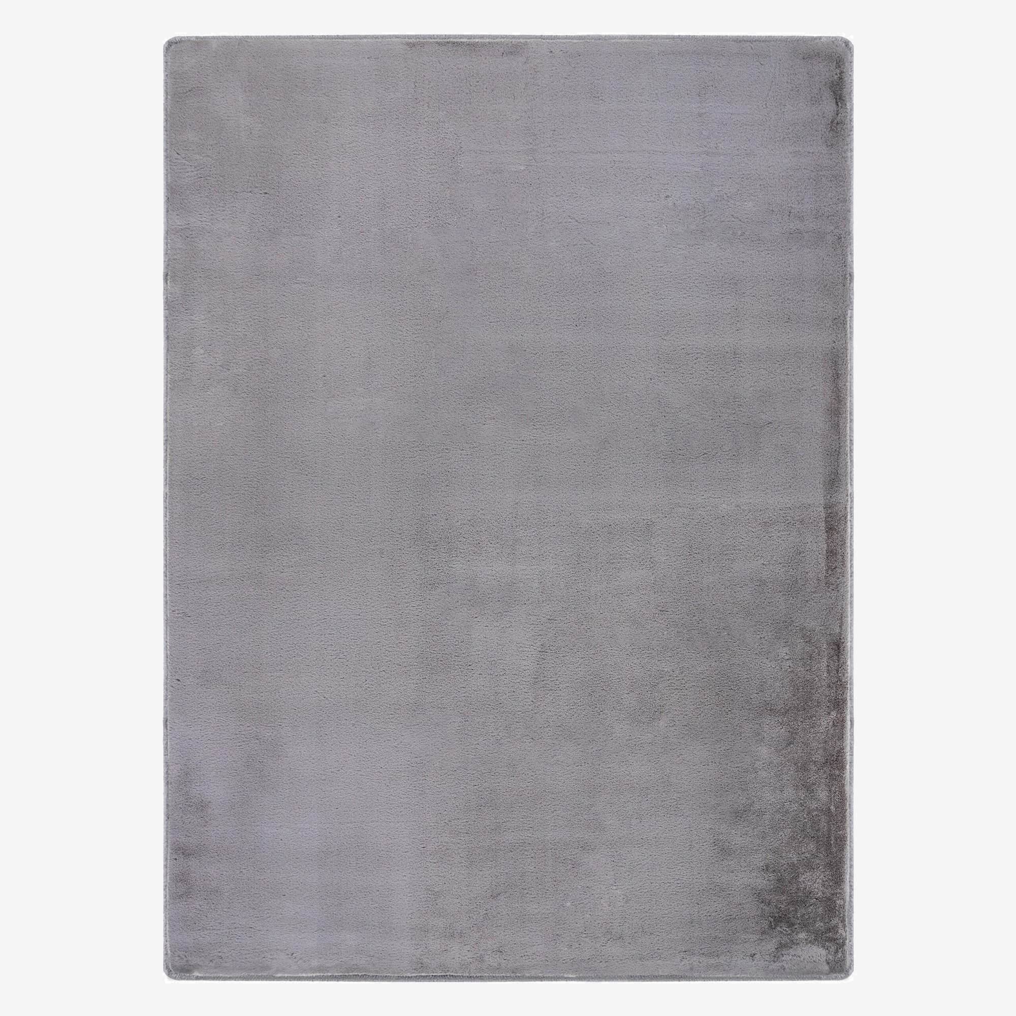 Light Grey Plush Machine Washable Area Rug
