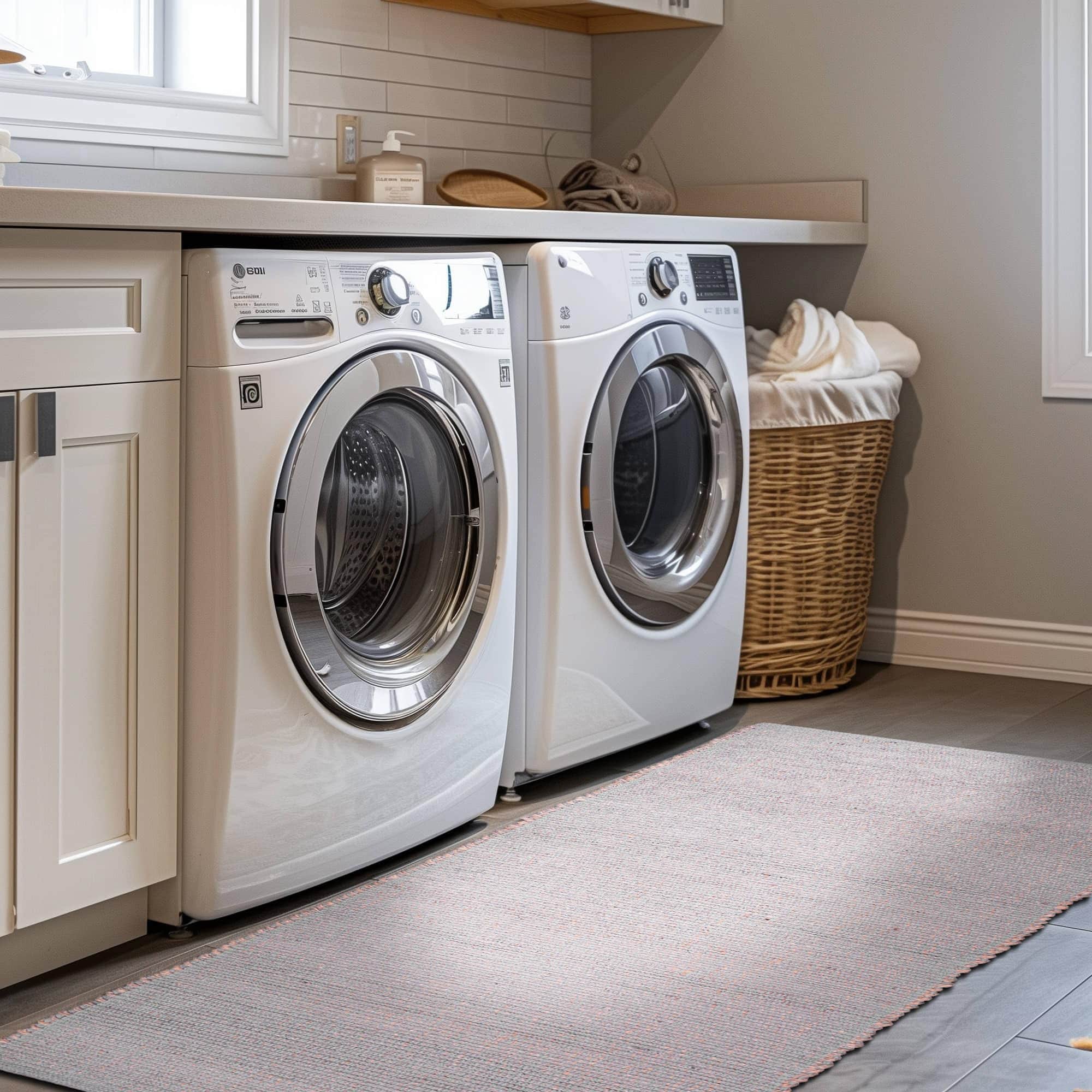 Light Gray Jute & Cotton Woven Rug - Simple Farmhouse Reversible Rug