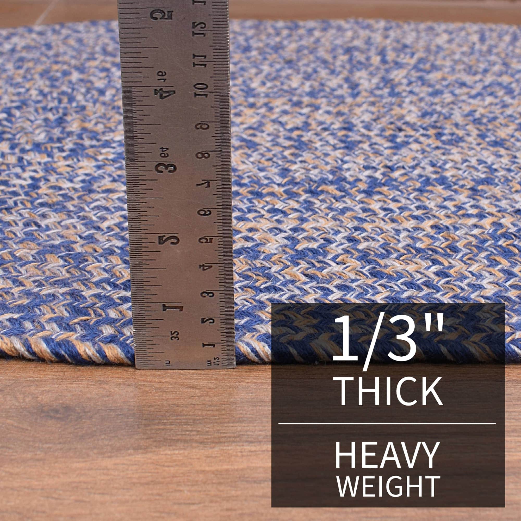 Blue, Gold Indoour Outdoor Braided Kitchen Rug