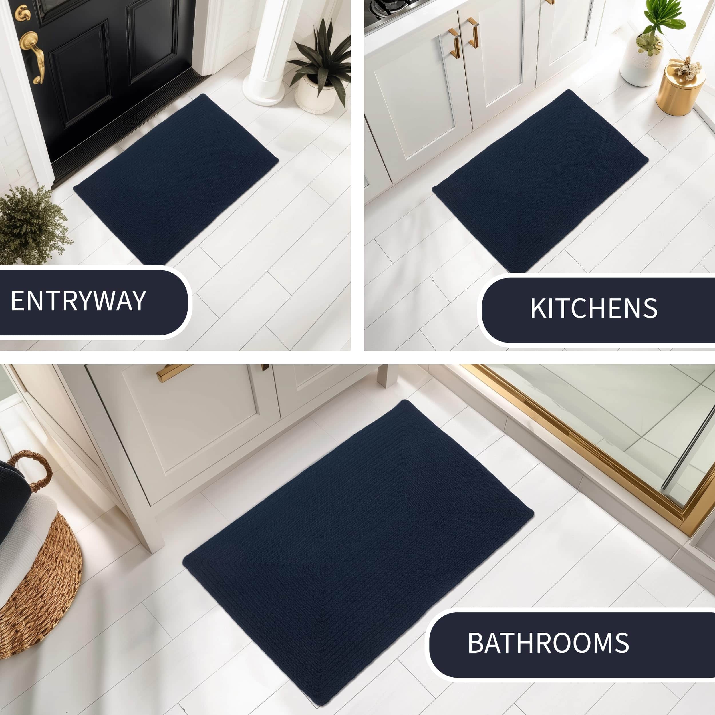 Navy Reversible Indoor Outdoor Solid Braided Rug