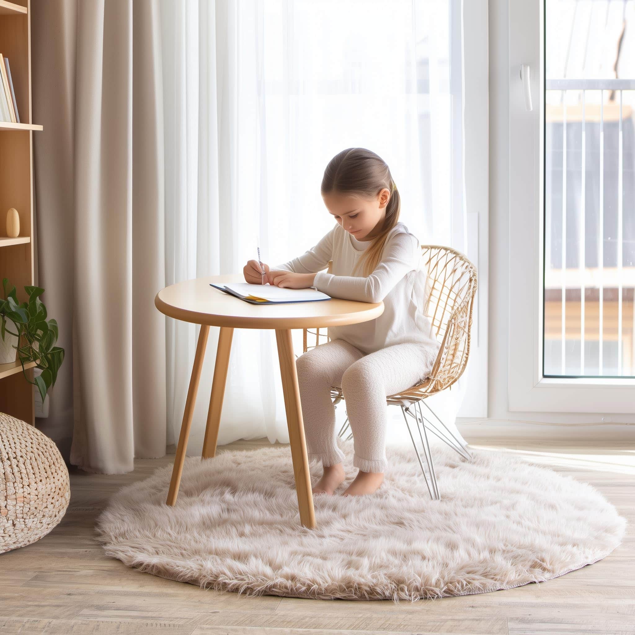Light Brown Serene Faux Fur Solid Fake Sheepskin Rug