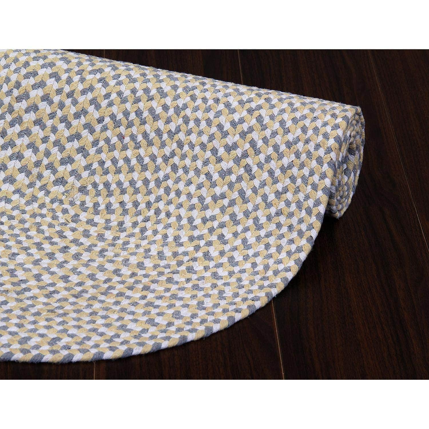 Yellow, White, Gray Tri-Color Soft Cotton Braided Rug