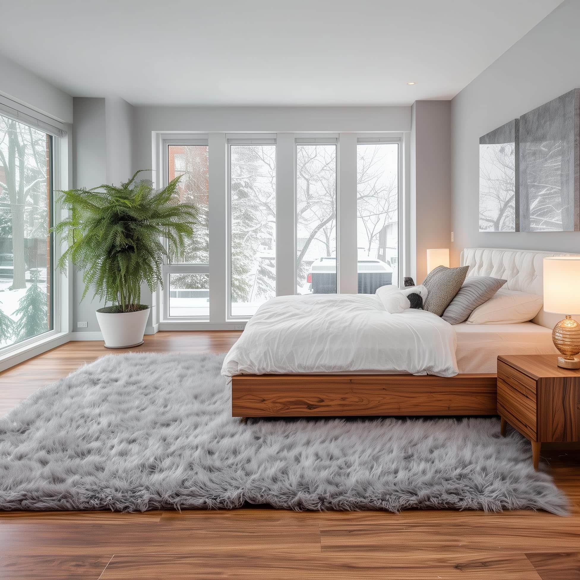 Gray Serene Faux Fur Solid Fake Sheepskin Rug