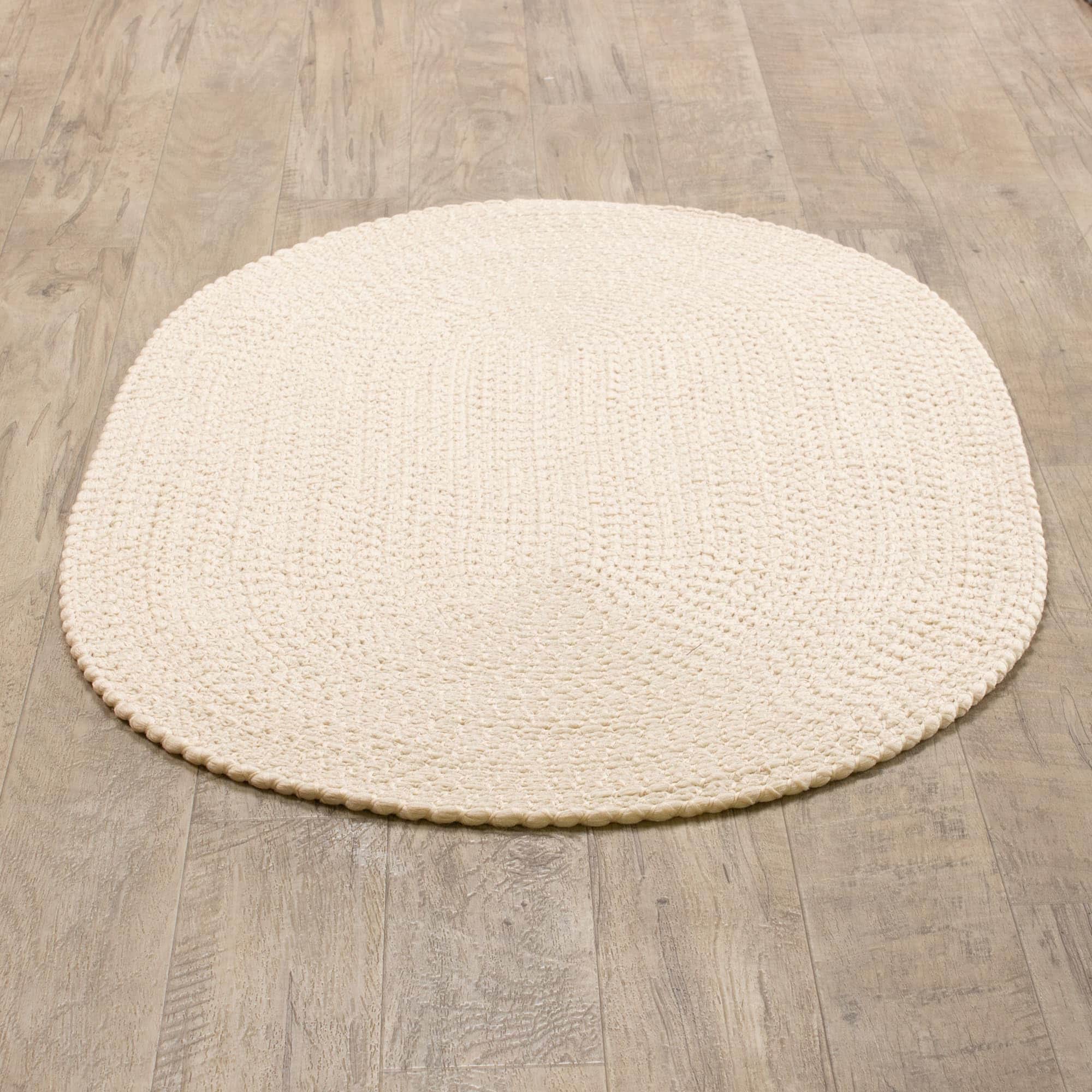 Beige Braided Rug - Reversible Solid Constrution - Indoor Outdoor
