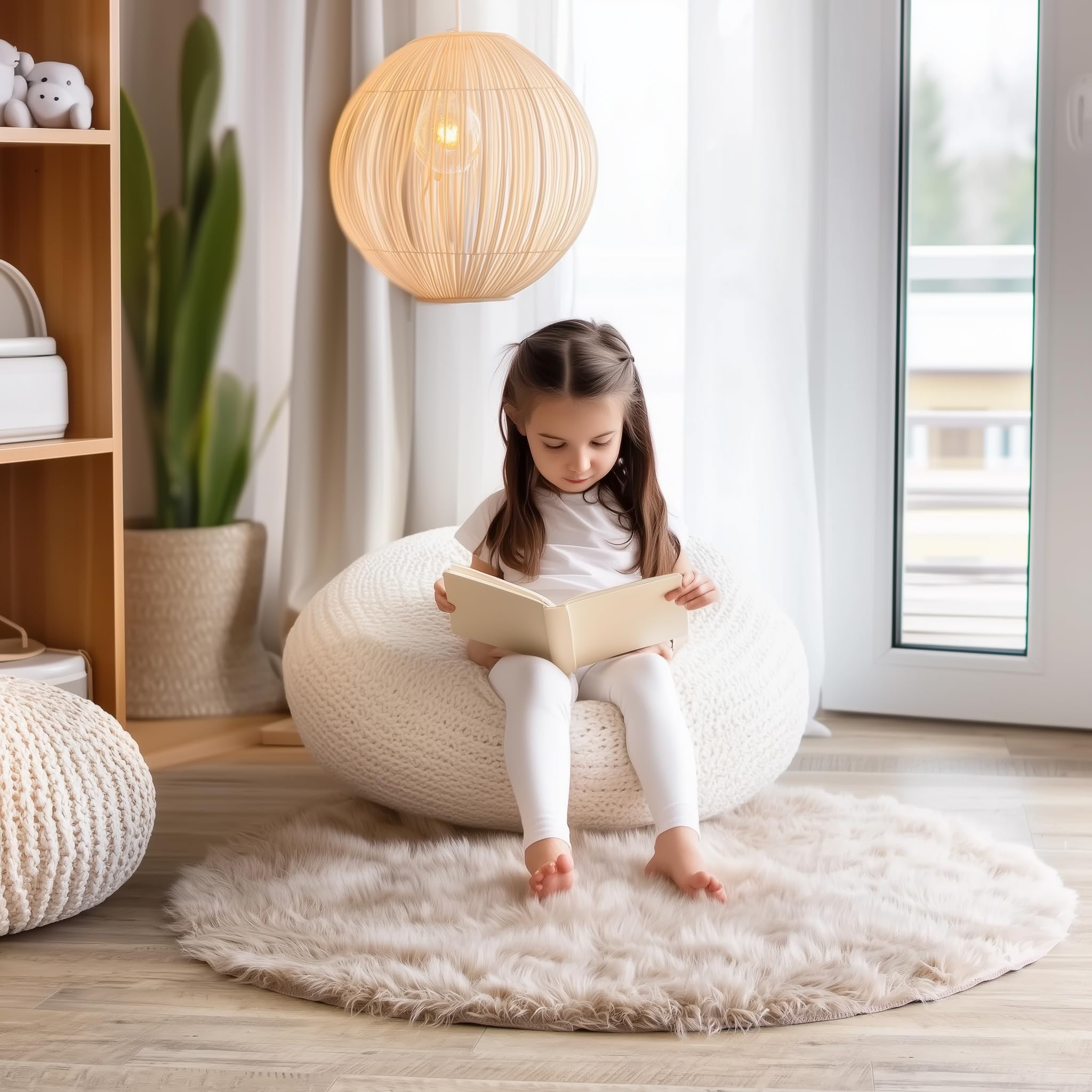 Light Brown Serene Faux Fur Solid Fake Sheepskin Rug