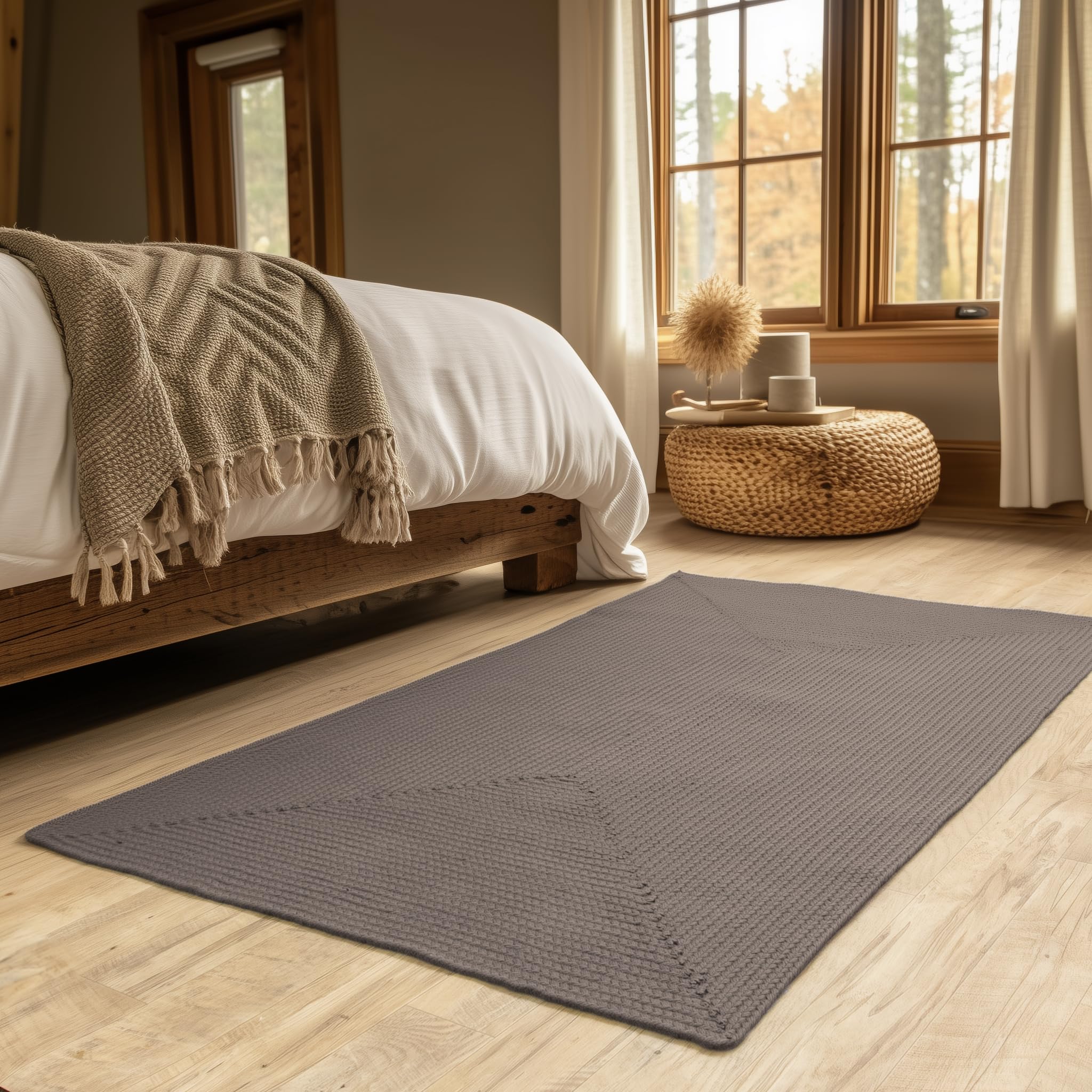 Charcoal Reversible Indoor Outdoor Solid Braided Rug