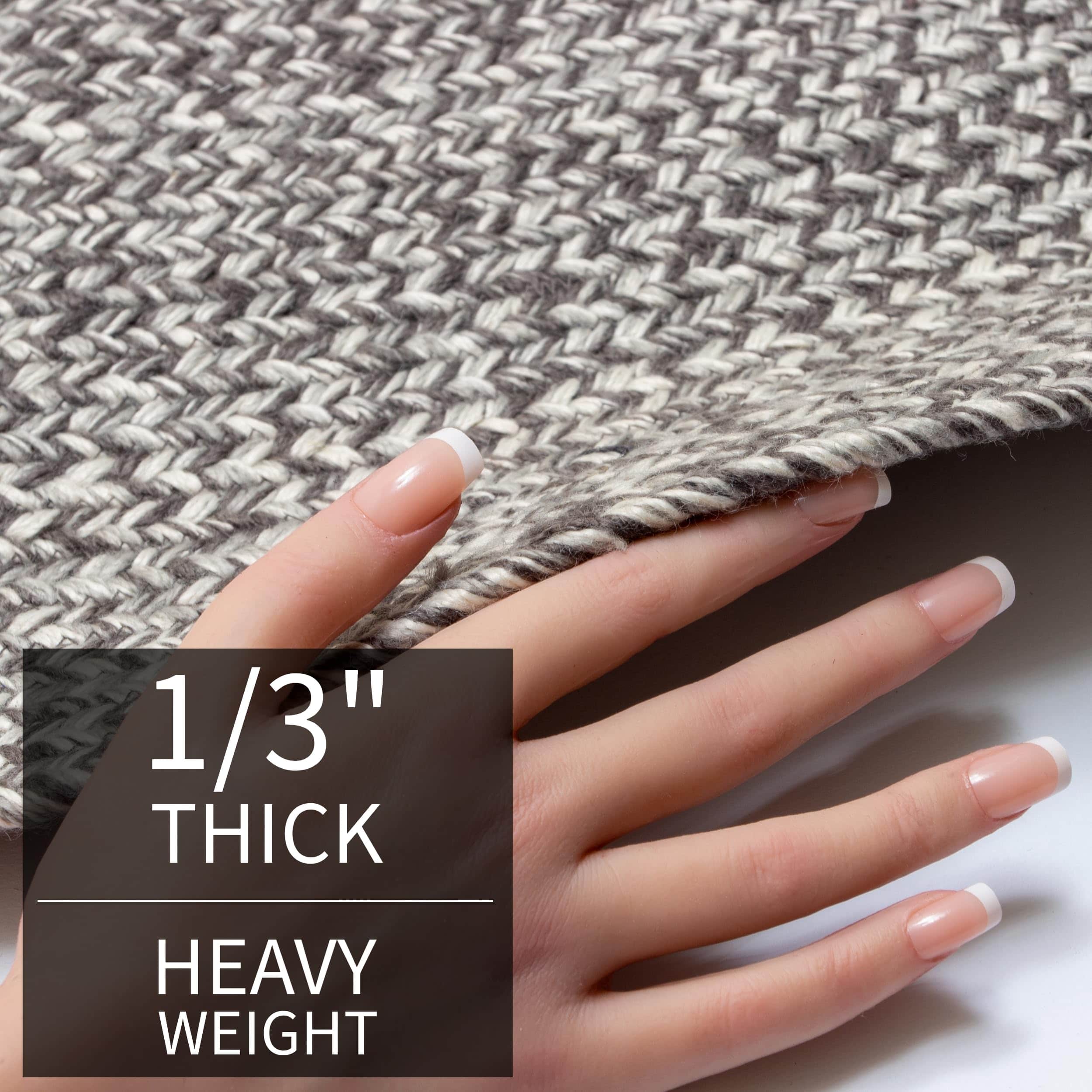 Charcoal, Gray, Light Gray, White Indoour Outdoor Braided Kitchen Rug