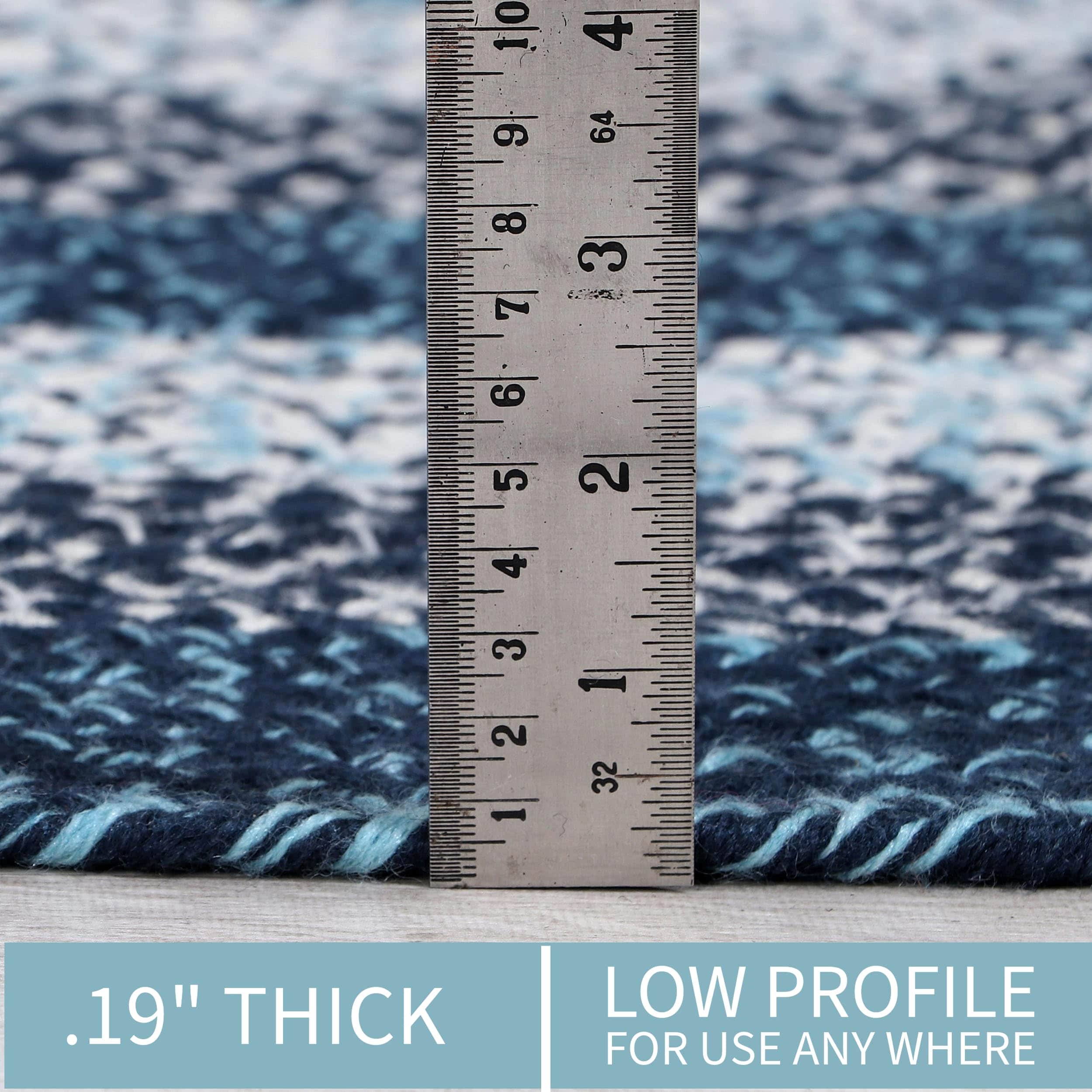 Teal, Black Indoor Outdoor Braided Rug for Patios, Porches and Kitchens - Bradford Collection