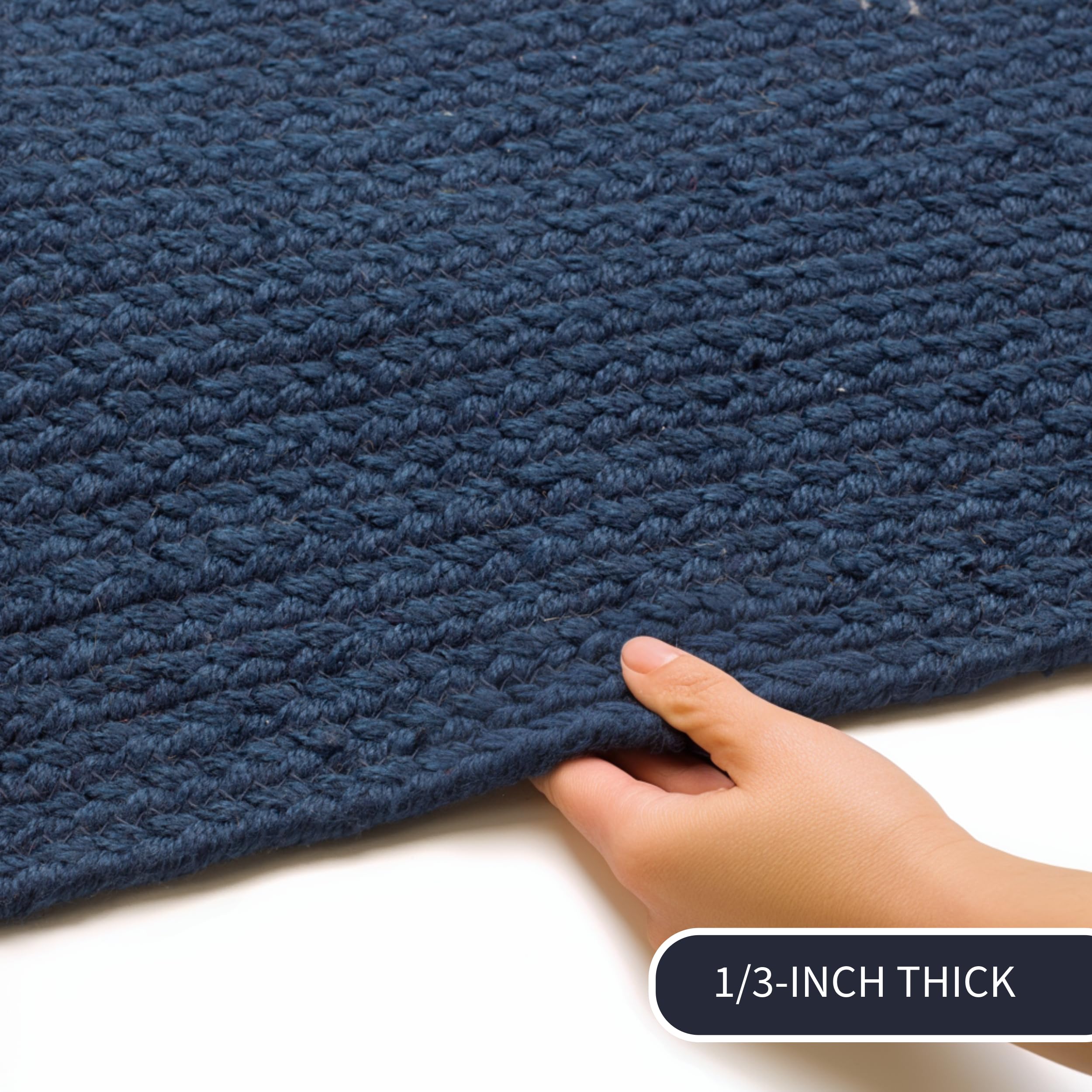 Navy Reversible Indoor Outdoor Solid Braided Rug