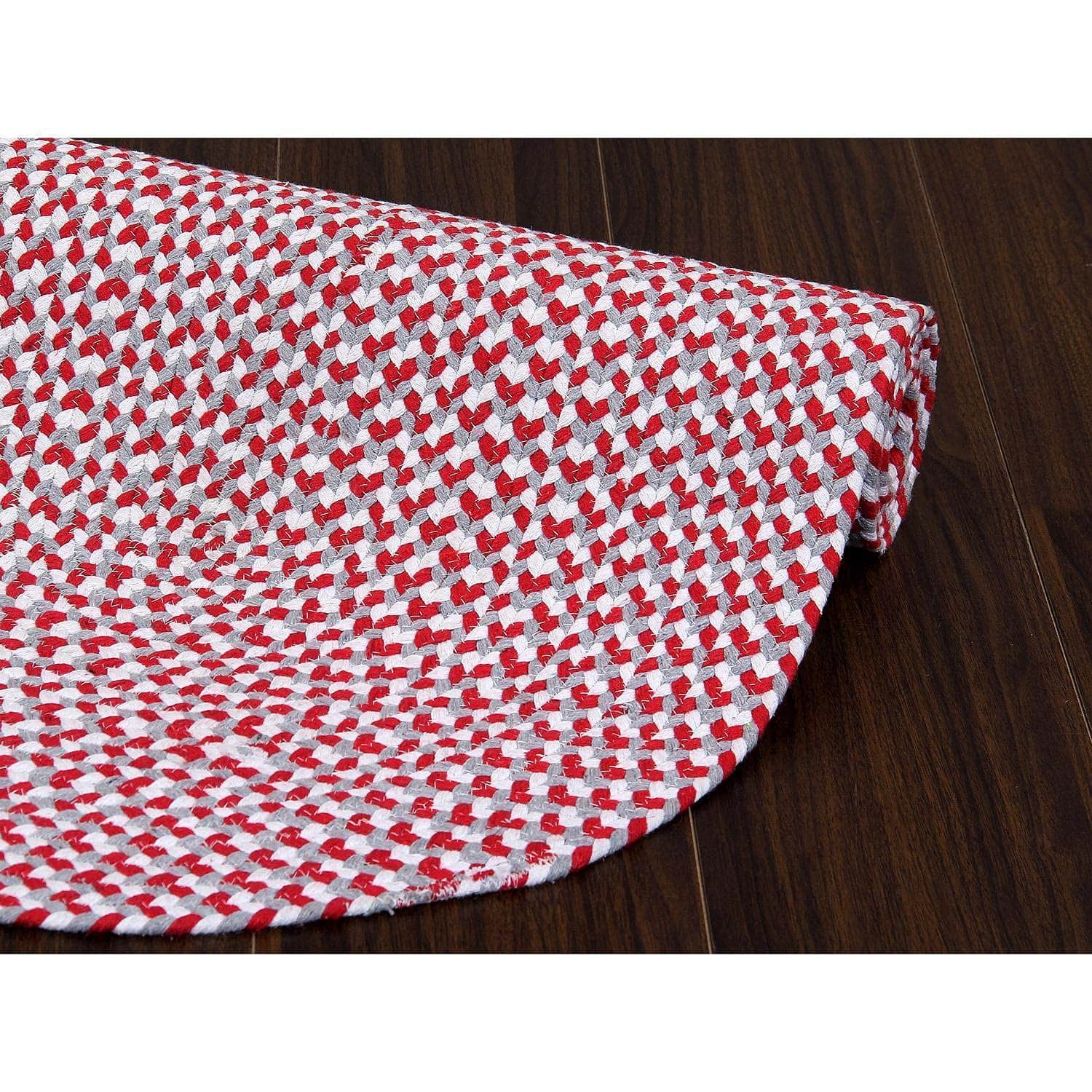 Red, White, Gray Tri-Color Soft Cotton Braided Rug