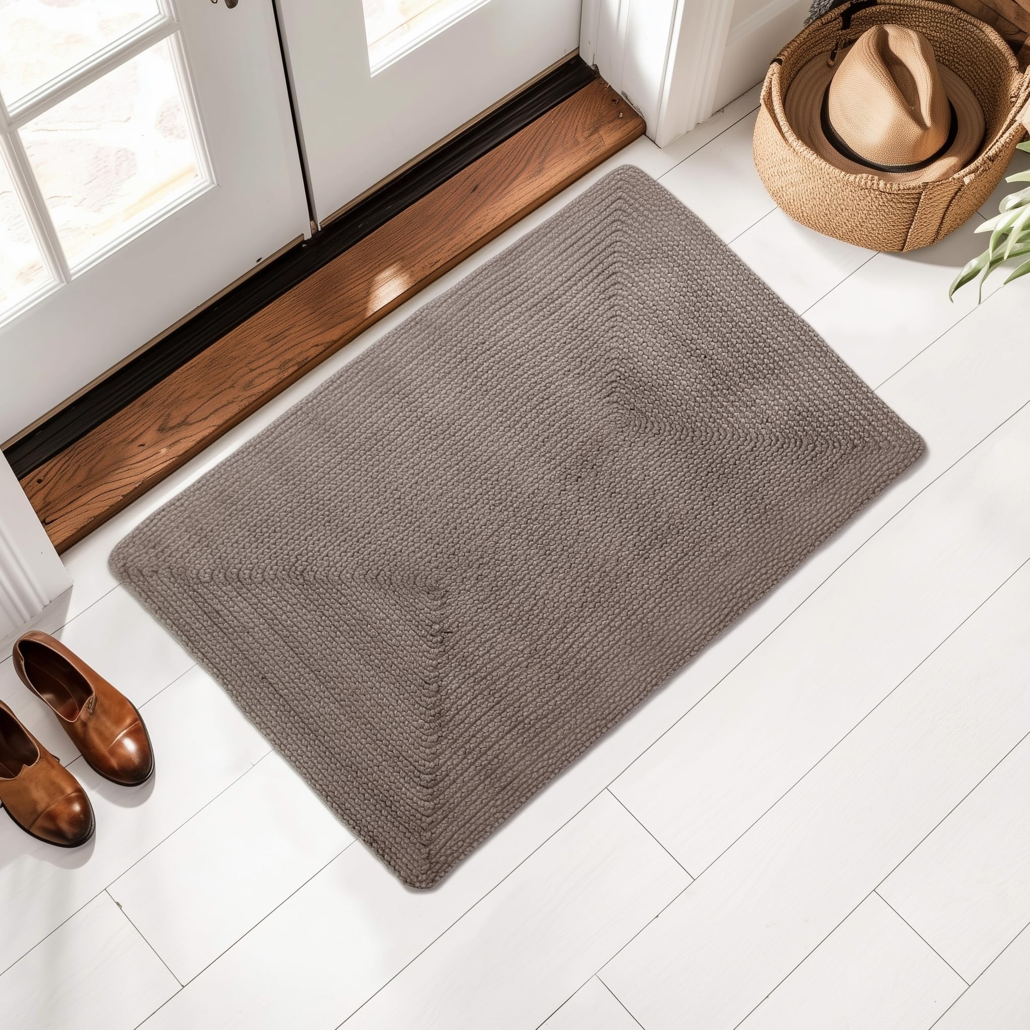 Charcoal Reversible Indoor Outdoor Solid Braided Rug