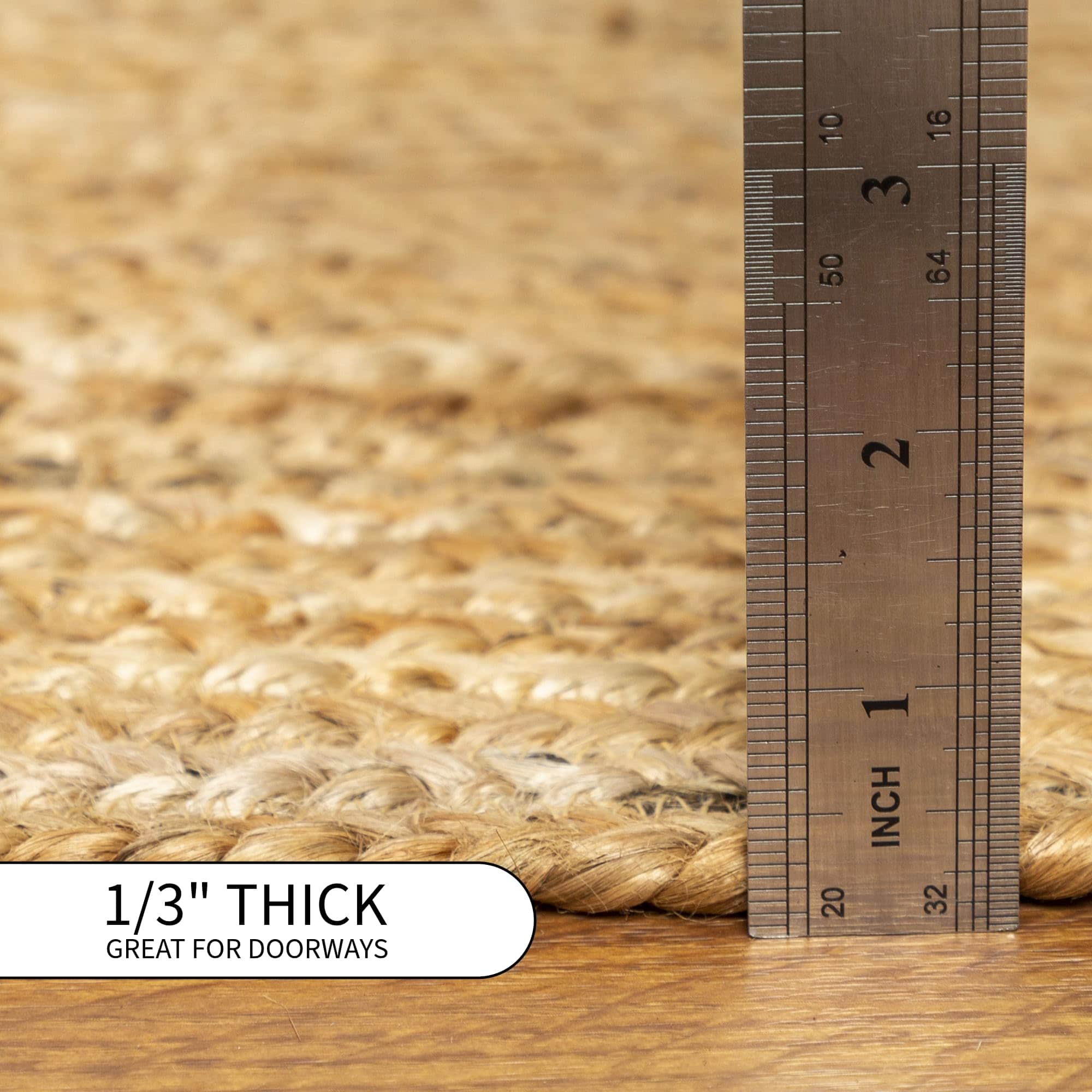 Natural Jute Rug - Plant Based - Reversible Braided Eco-Friendly Rug