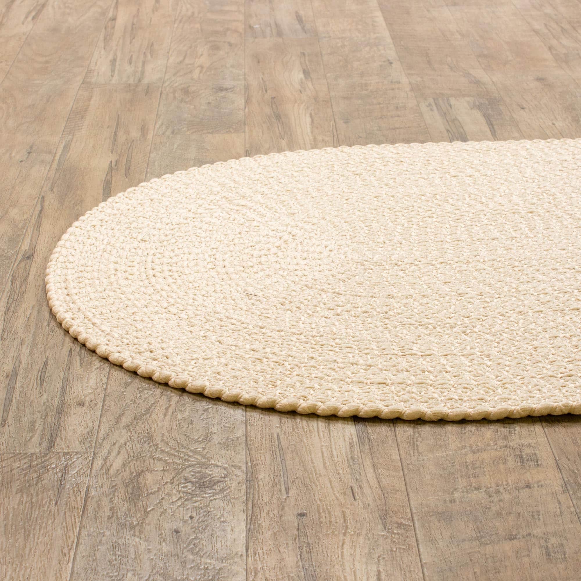Beige Braided Rug - Reversible Solid Constrution - Indoor Outdoor