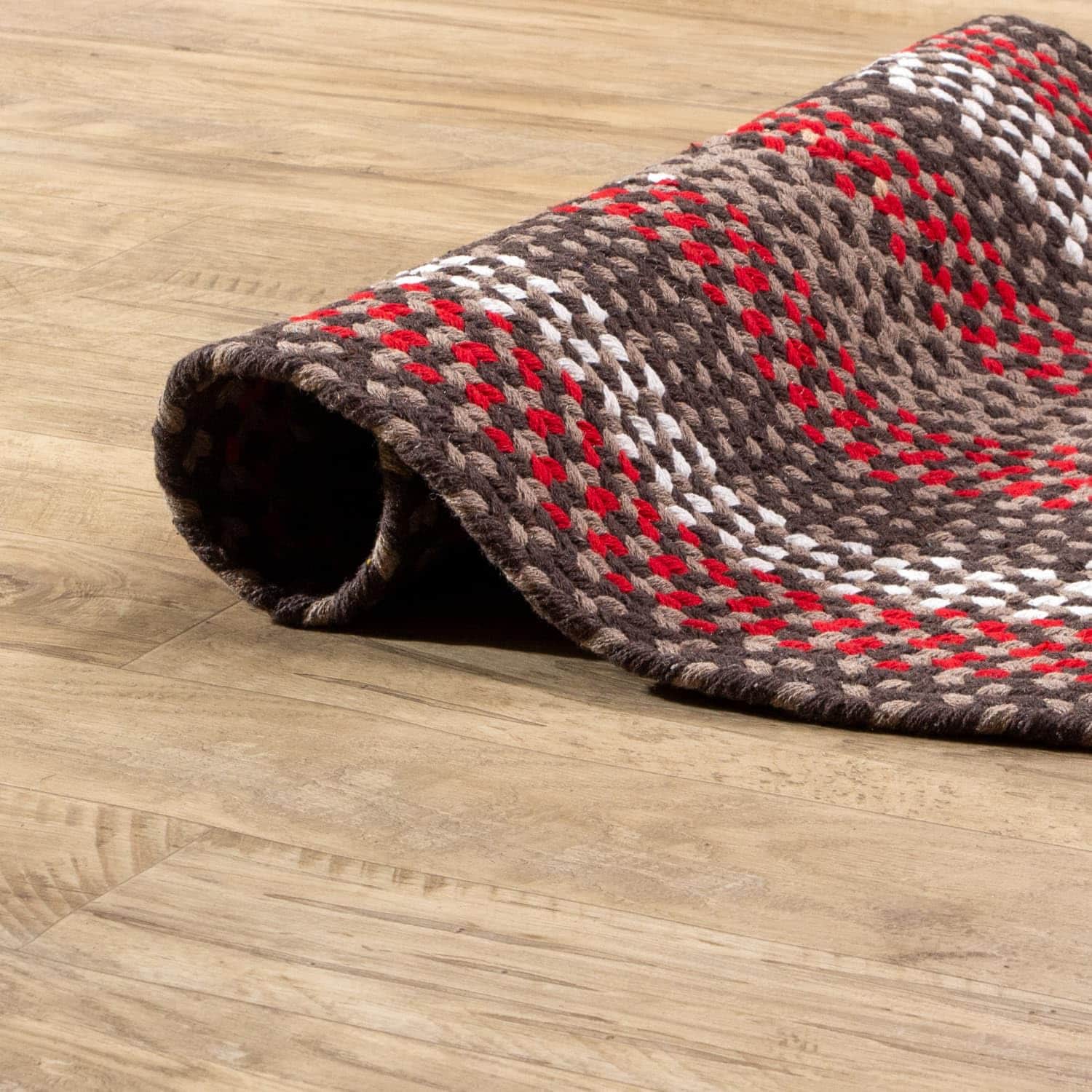 Brown Charming Braided Rug for Farmhouse Living Rooms and Bedroom