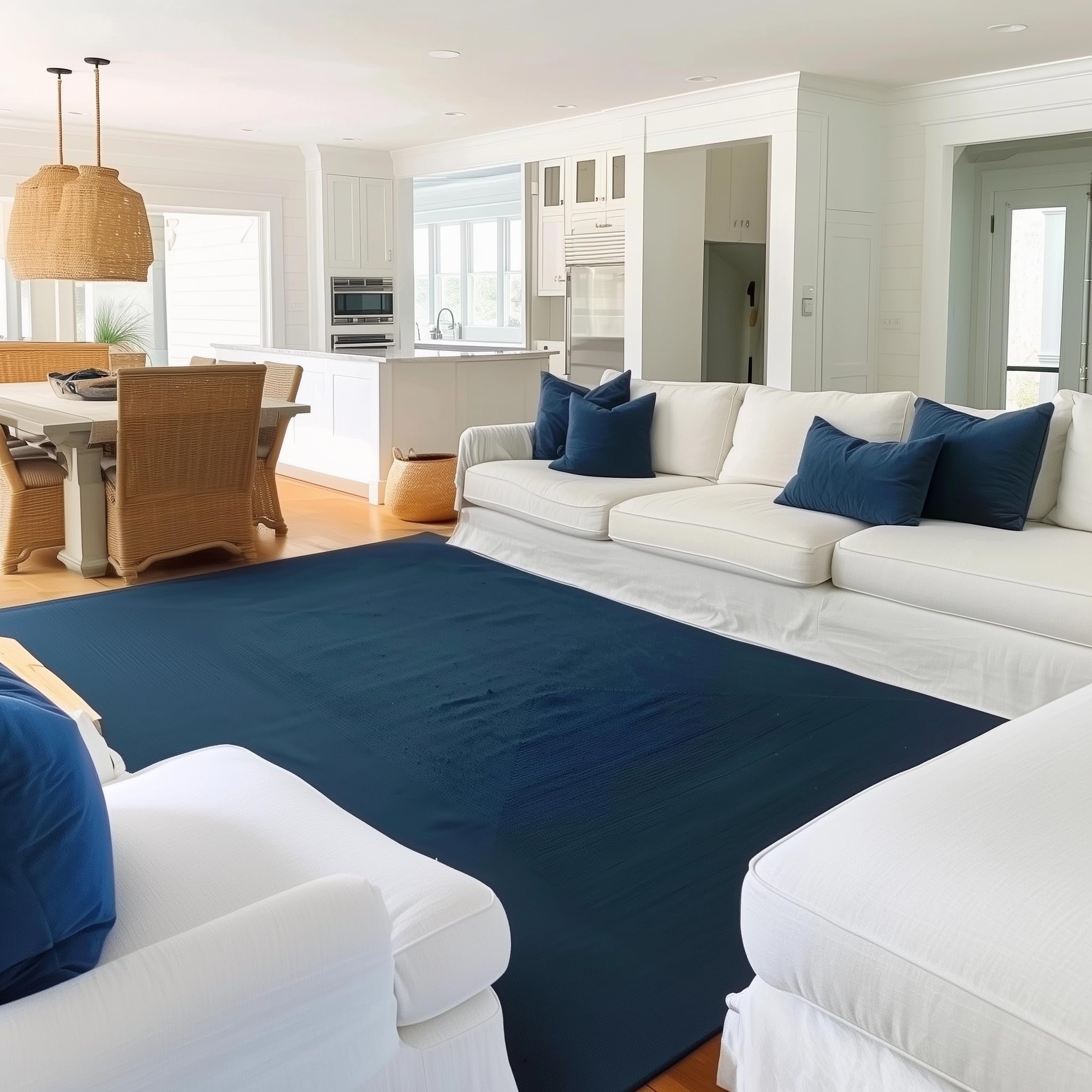 Navy Reversible Indoor Outdoor Solid Braided Rug