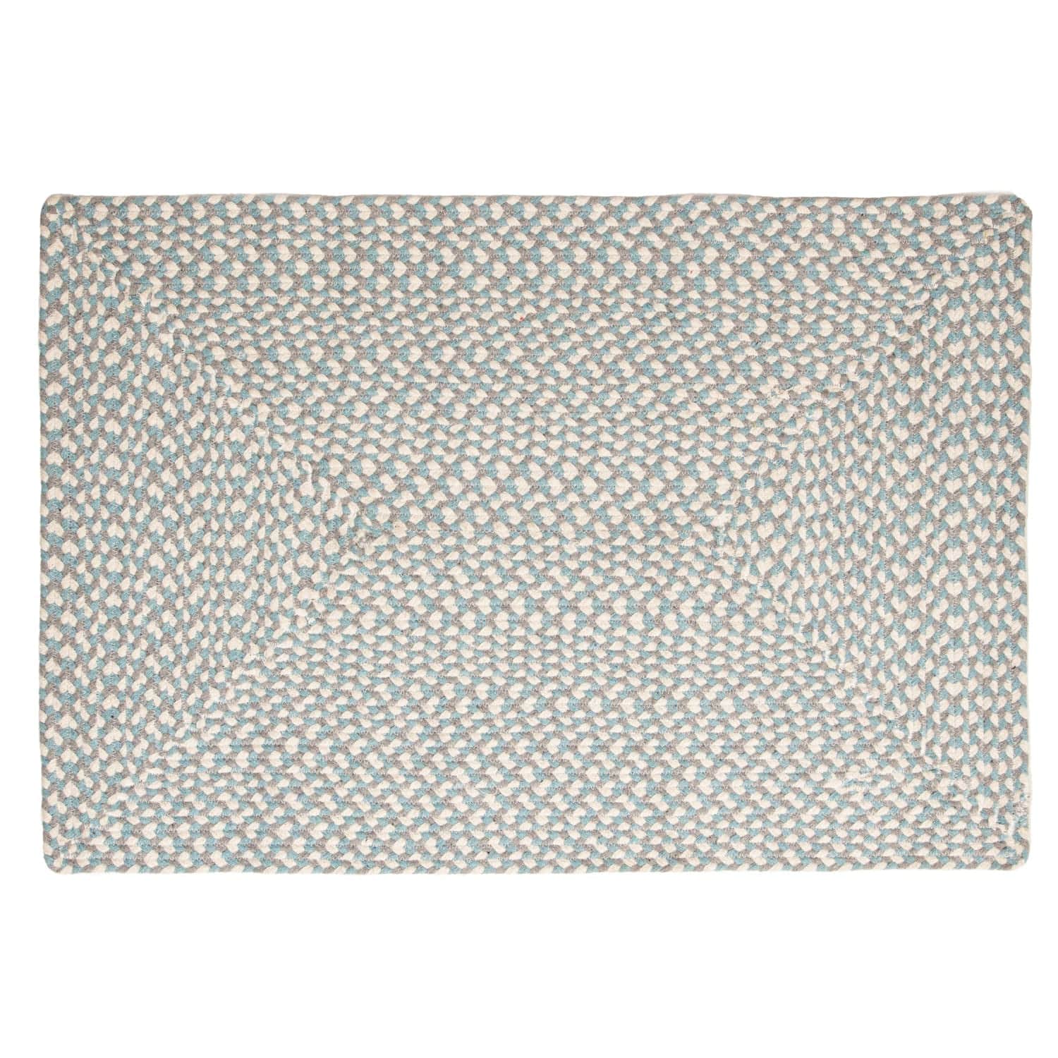 Teal, White, Gray Tri-Color Soft Cotton Braided Rug