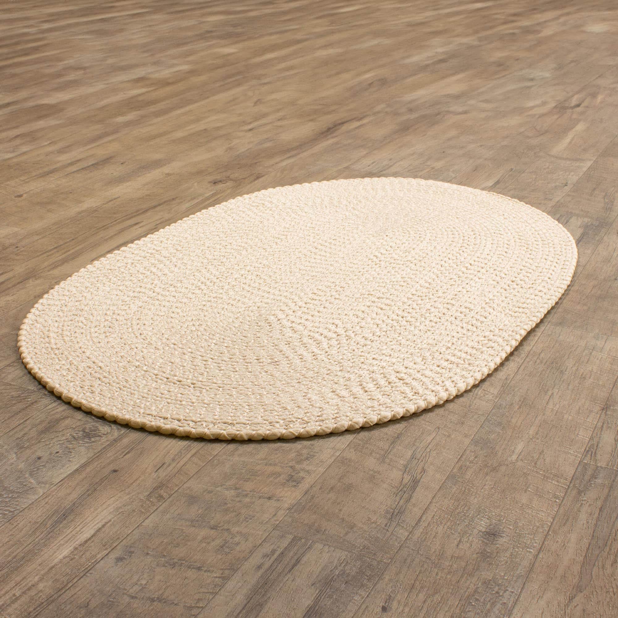 Beige Braided Rug - Reversible Solid Constrution - Indoor Outdoor