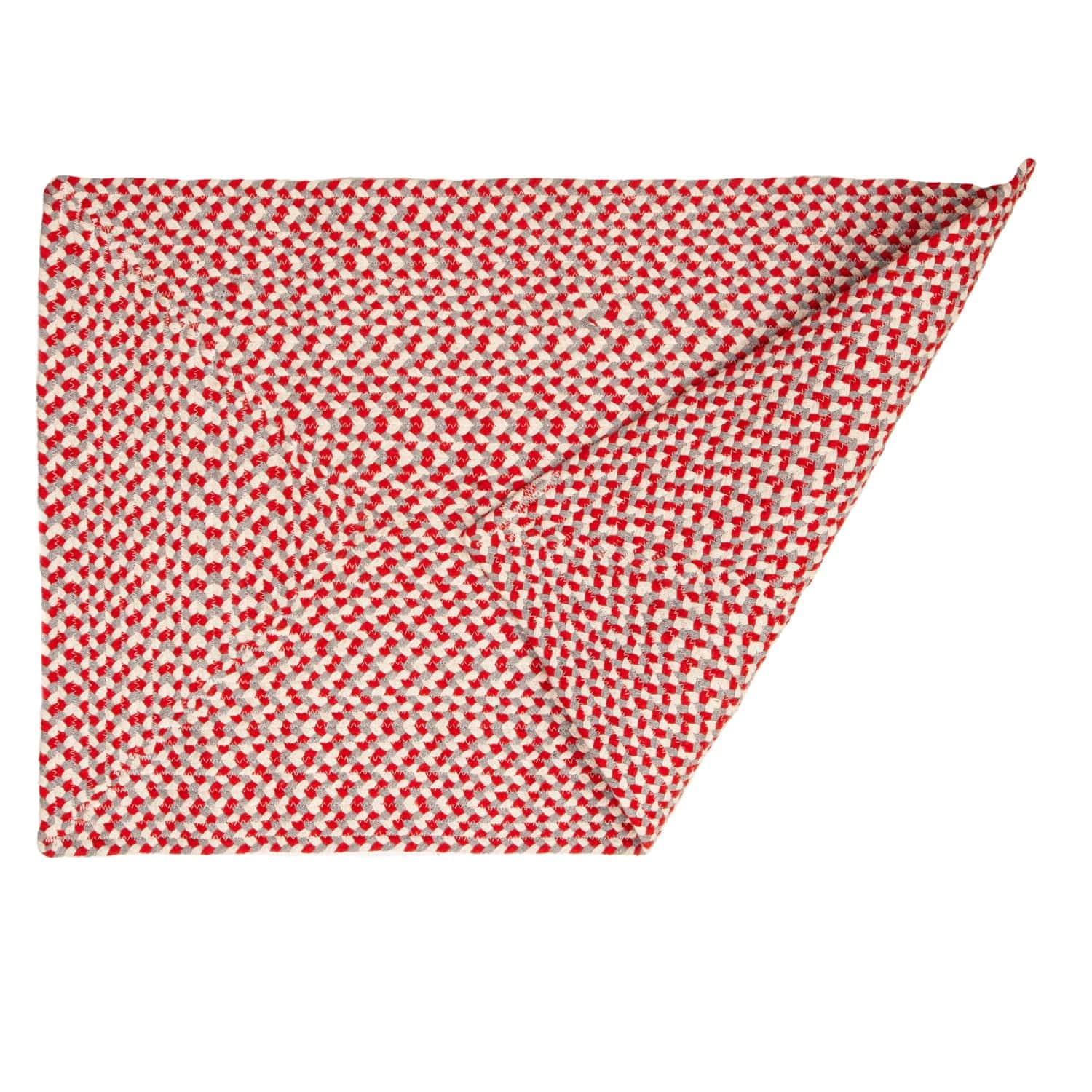 Red, White, Gray Tri-Color Soft Cotton Braided Rug