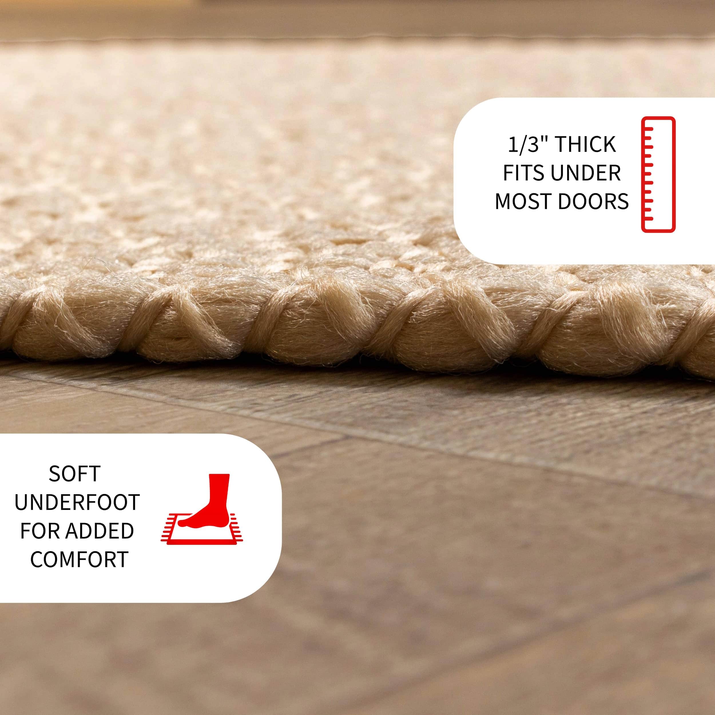 Beige Braided Rug - Reversible Solid Constrution - Indoor Outdoor